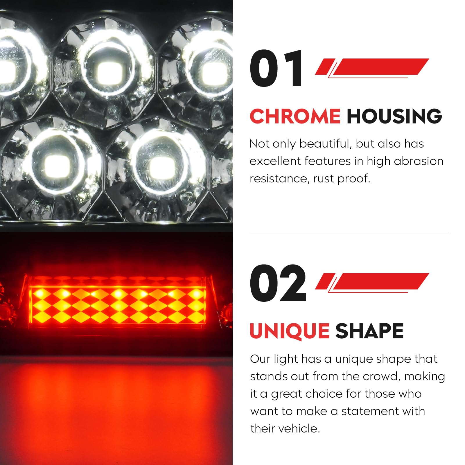 Tresound Led Third Brake Cargo Light For 2002-2008 Dodge Ram 1500, 2003-2009 Dodge Ram 2500 3500, Third Center High Mount Stop L