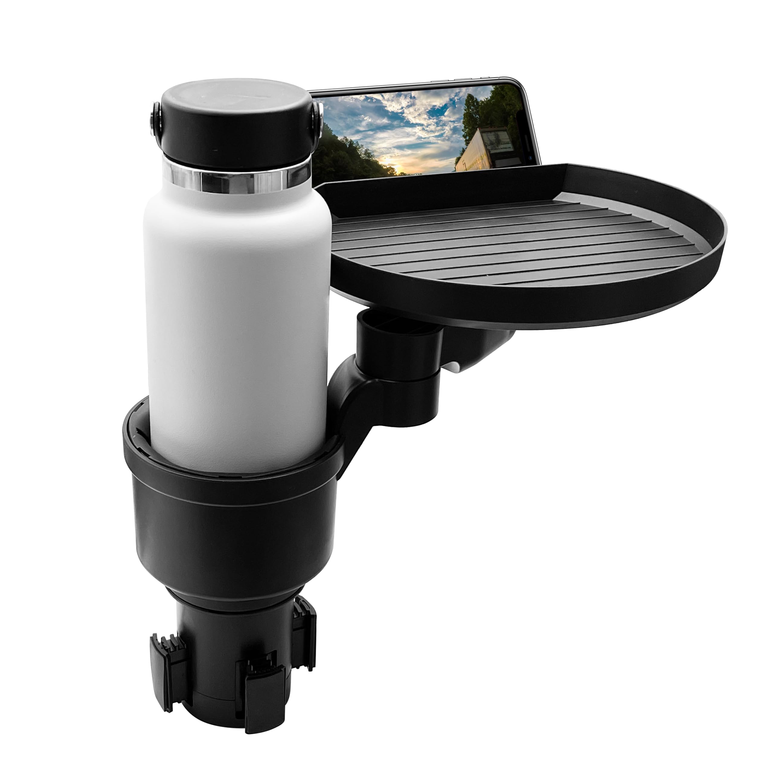 Macally Car Cup Holder Tray And Cup Holder Expander With Phone Slot- Enjoy Your Meal - 9 Food Tray Table And Drink Holder For Yeti, Hydroflask, Etc.