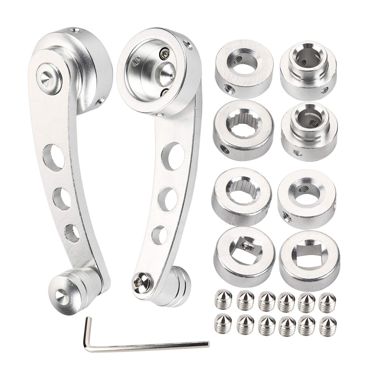 Window Crank Handle, 2Pcs Easy To Use Car Socket Crank Handle, Ergonomic Winder Crank, Alloy Window Handle Riser Fit For Classic Car(Silver)