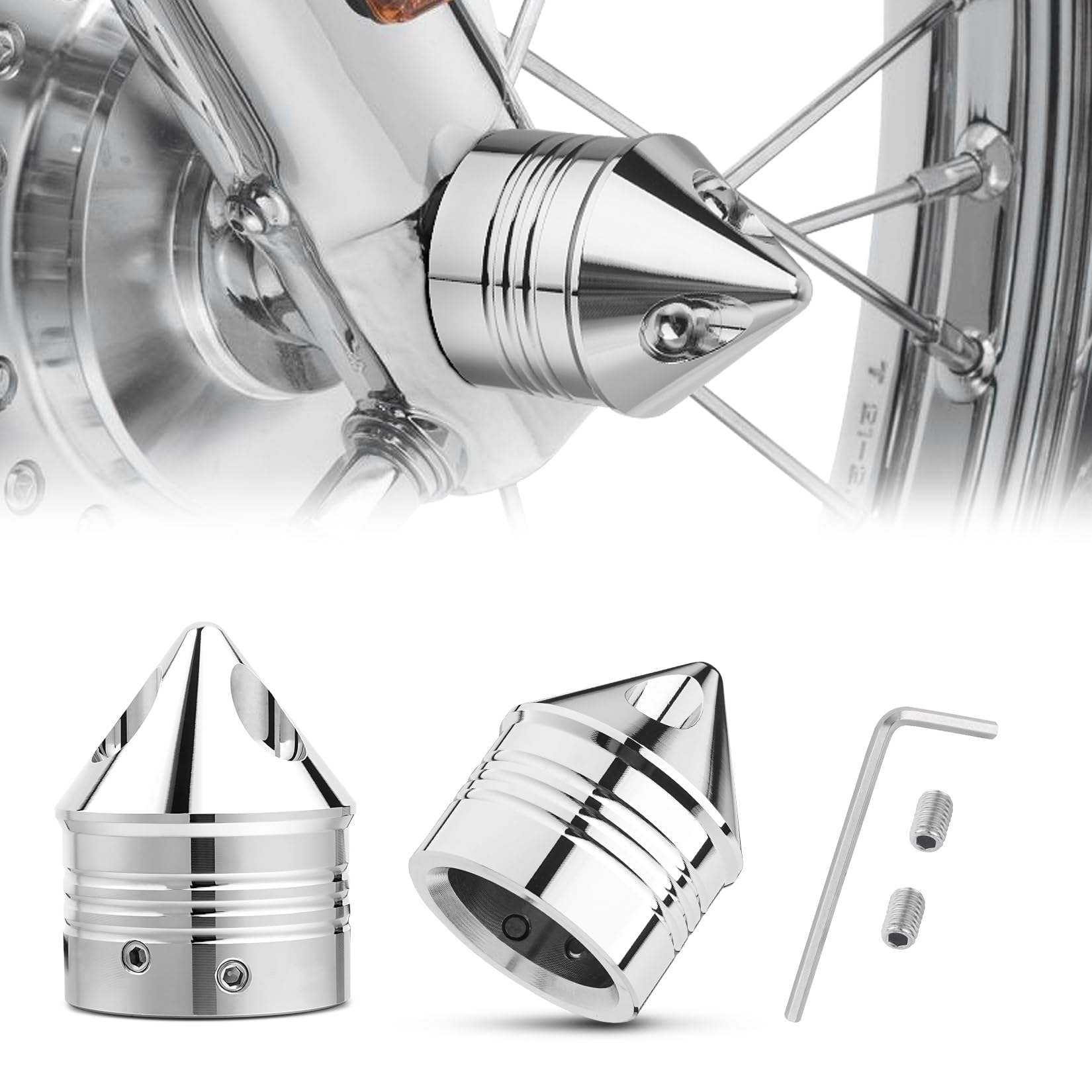 Pbymt Chrome Front Axle Nut Cover Cap Cnc Aluminum Compatible For Harley Davidson Softail Road King Street Electra Glide Fat Boy Iron 883 2002-2023