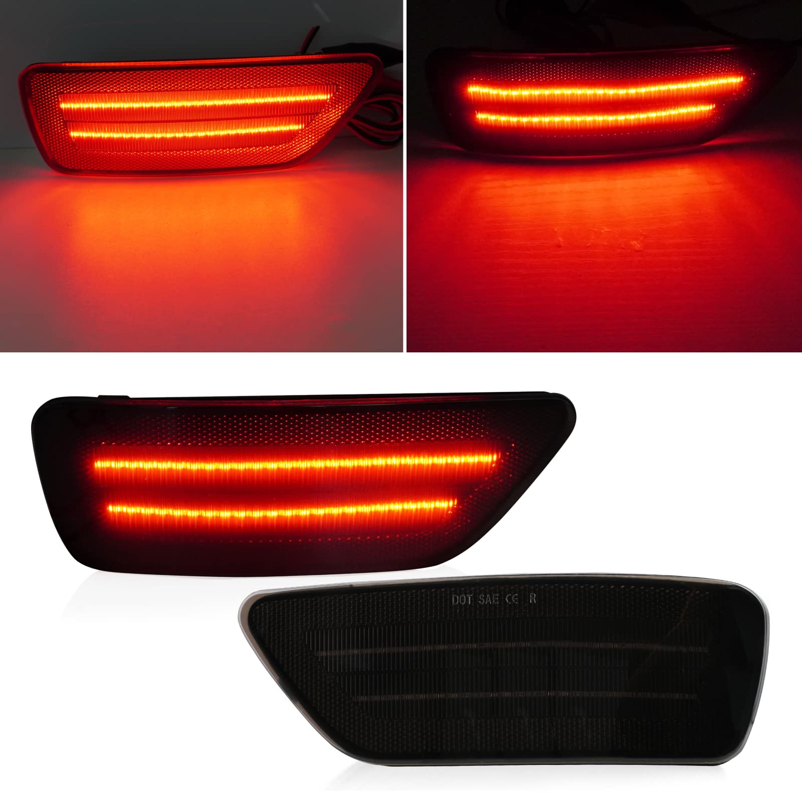 D-Lumina Rear Bumper LED Reflectors Light Assembly Brake Light Fog Light Kit Compatible with Je-ep Grand Cherokee, Compass, Patr