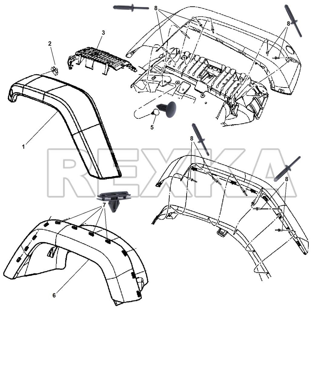 Rexka Fender Flare Hardware Kit (45pcs) for 2007-2018 Jeep Wrangler JK & Unlimited JK - OEM 68039280AA, 6030441, 650600