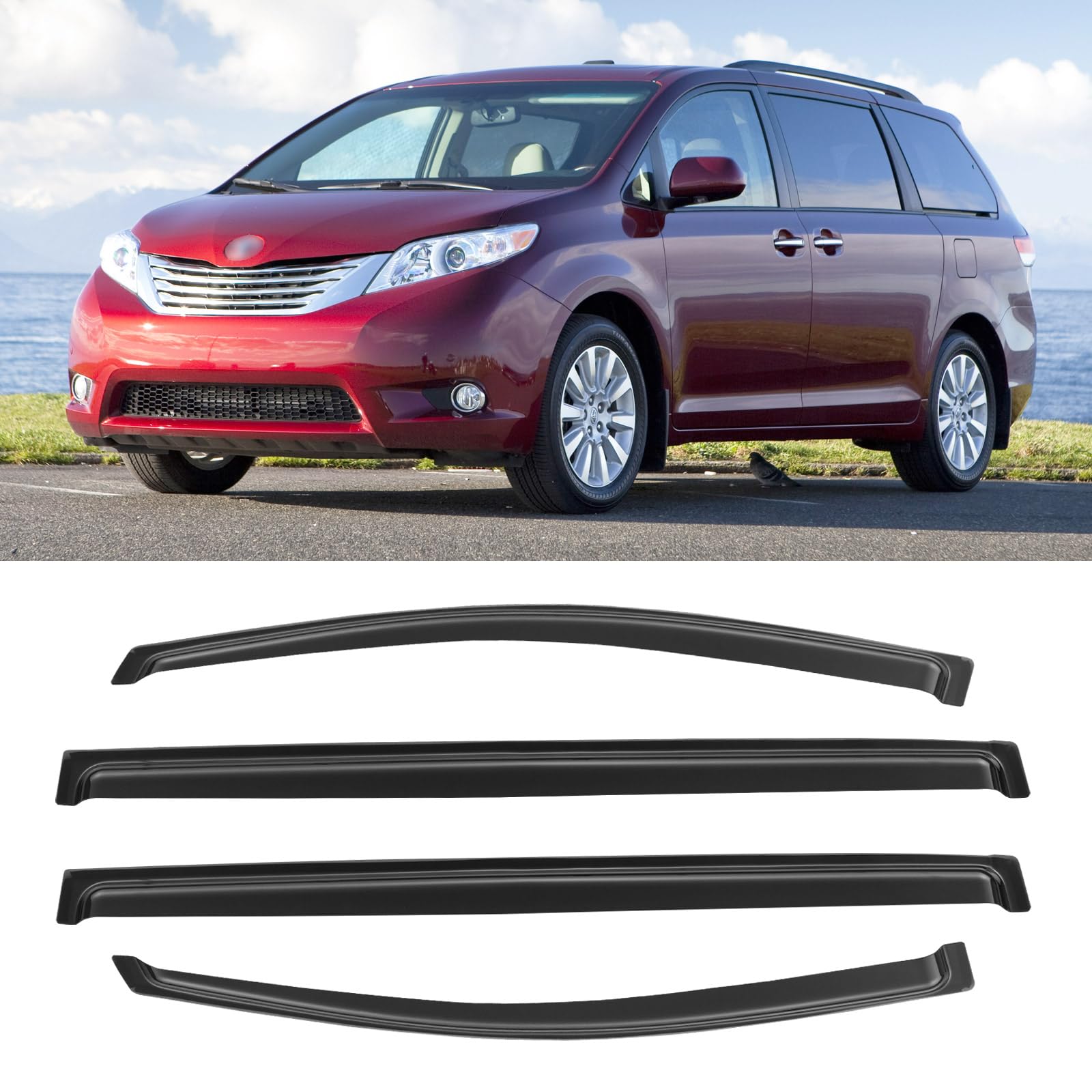 Window Rain Guards for 2011-2020 Toyota Sienna, Window Visor Guard Vent Wind Shade Deflector Rain Shield Protector Sun for 11-20
