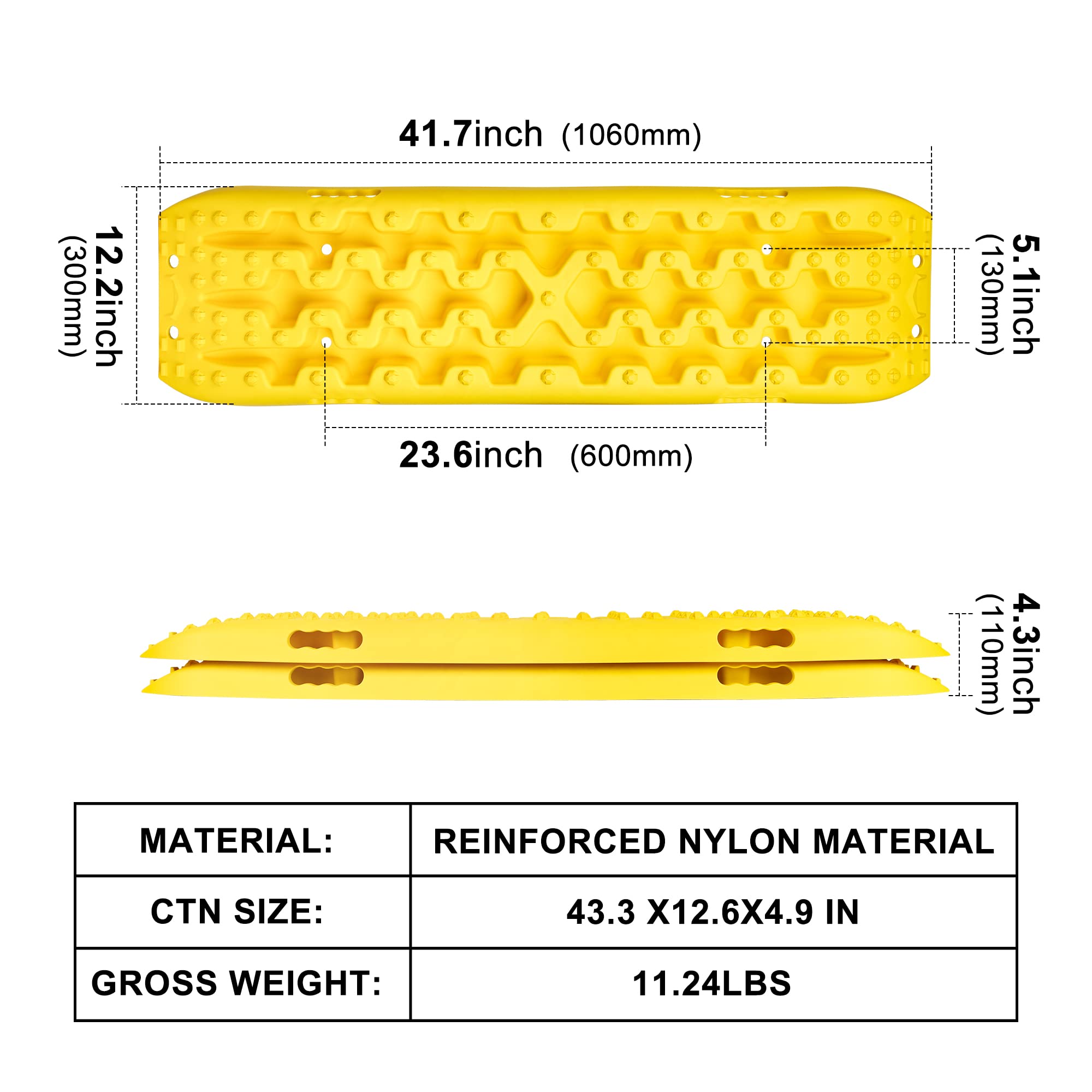 X-BULL New Recovery Traction Tracks Sand Mud Snow Track Tire Ladder 4WD (Yellow, 3gen)