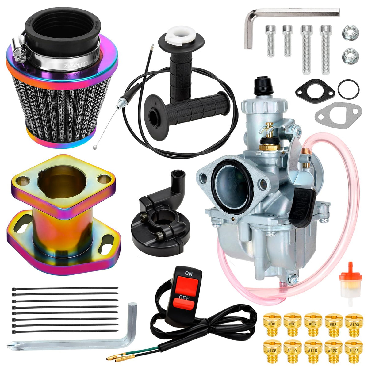 FVRITO VM22 Carburetor and 7/8'' Mini Bike Throttle Assembly Kit for Predator 212cc 196cc 224cc Clone Engine Coleman CT200U BT20