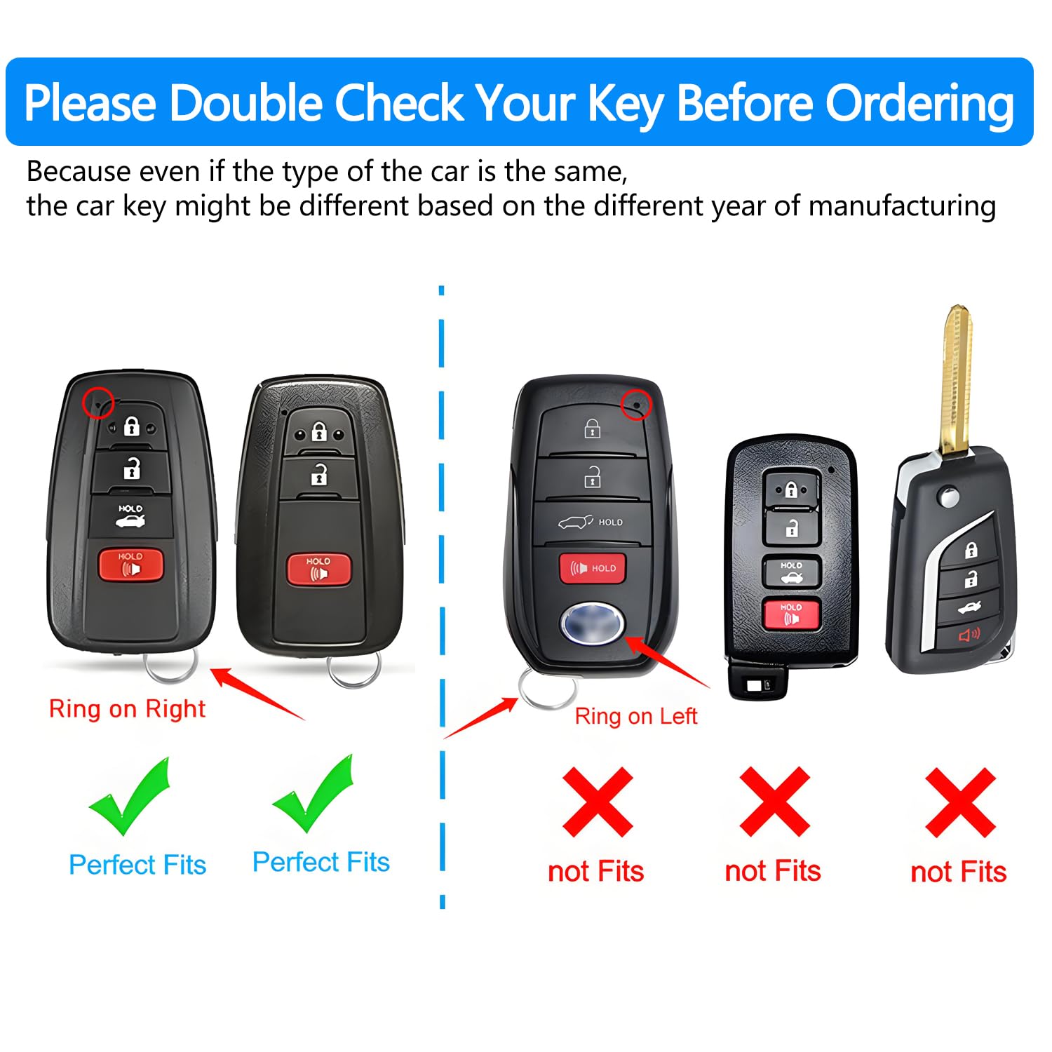 Tukellen for Toyota Key Fob Cover Genuine Leather with Keychain,Leather Key Case Protector Compatible with 2018-2024 RAV4 Camry