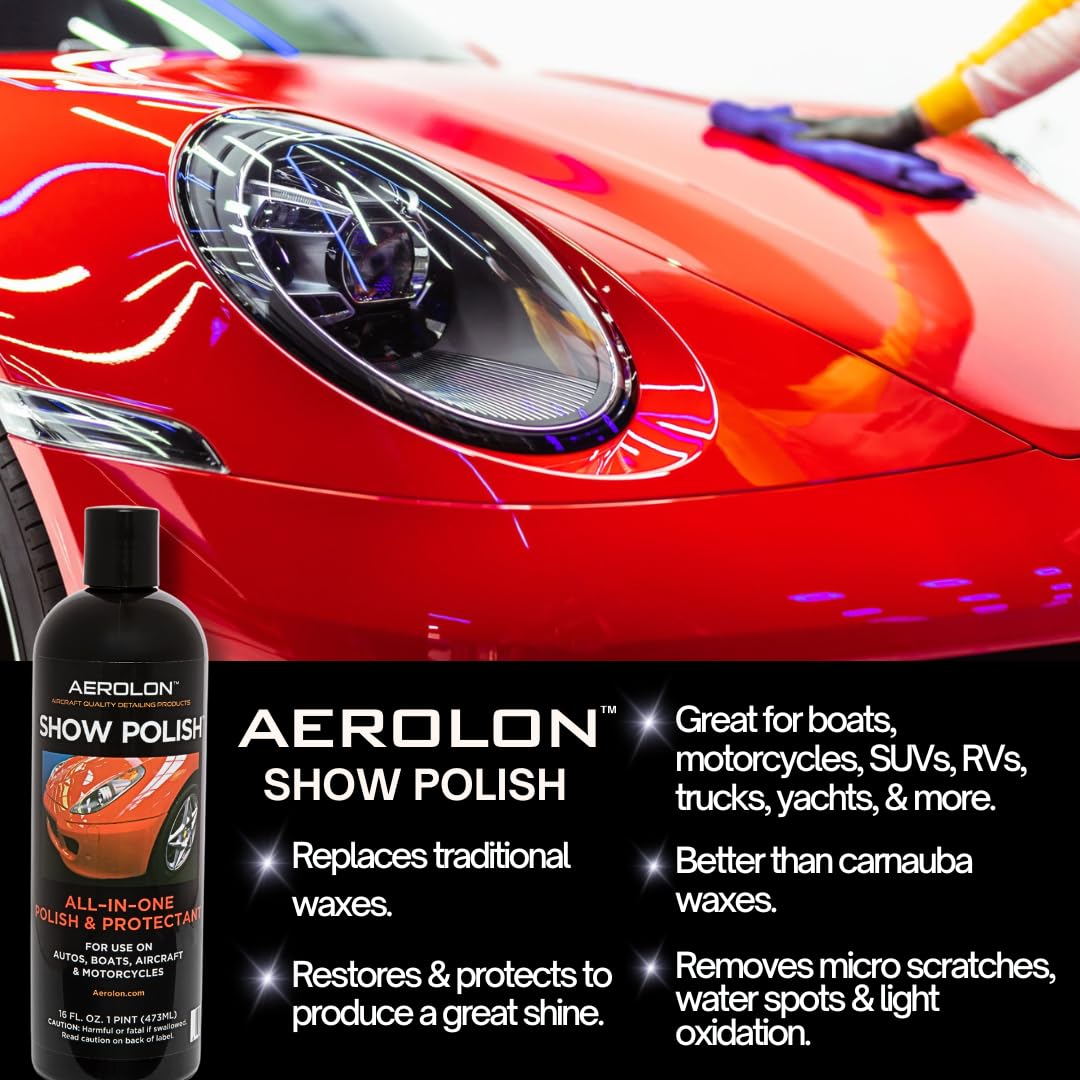 Aerolon Show Polish: High Gloss Polish And Base Coat Sealer, Liquid Car Wax Shine With Polymer Paint Sealant Protection, Base Co