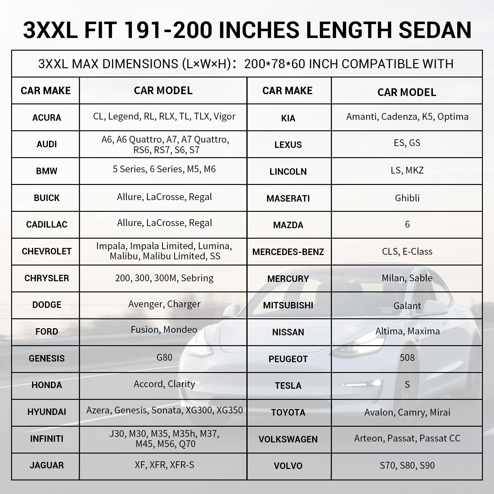 Tecoom Heavy Duty Multiple Layers Car Cover All Weather Waterproof Windproof Reflective Snow Sun Rain Protective Outdoor With Buckles And Belt Fit 191-200 Inches Sedan