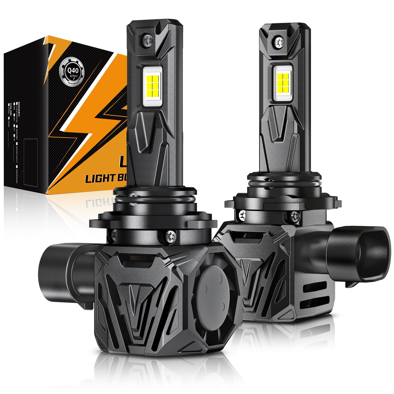 Auxbeam 9006 Hb4 Fog Light, 6500K 120W 30000Lm 800% Brighter, Wireless 9006 Powersports Light For Utv Atv Offroad Vehicles, Plug