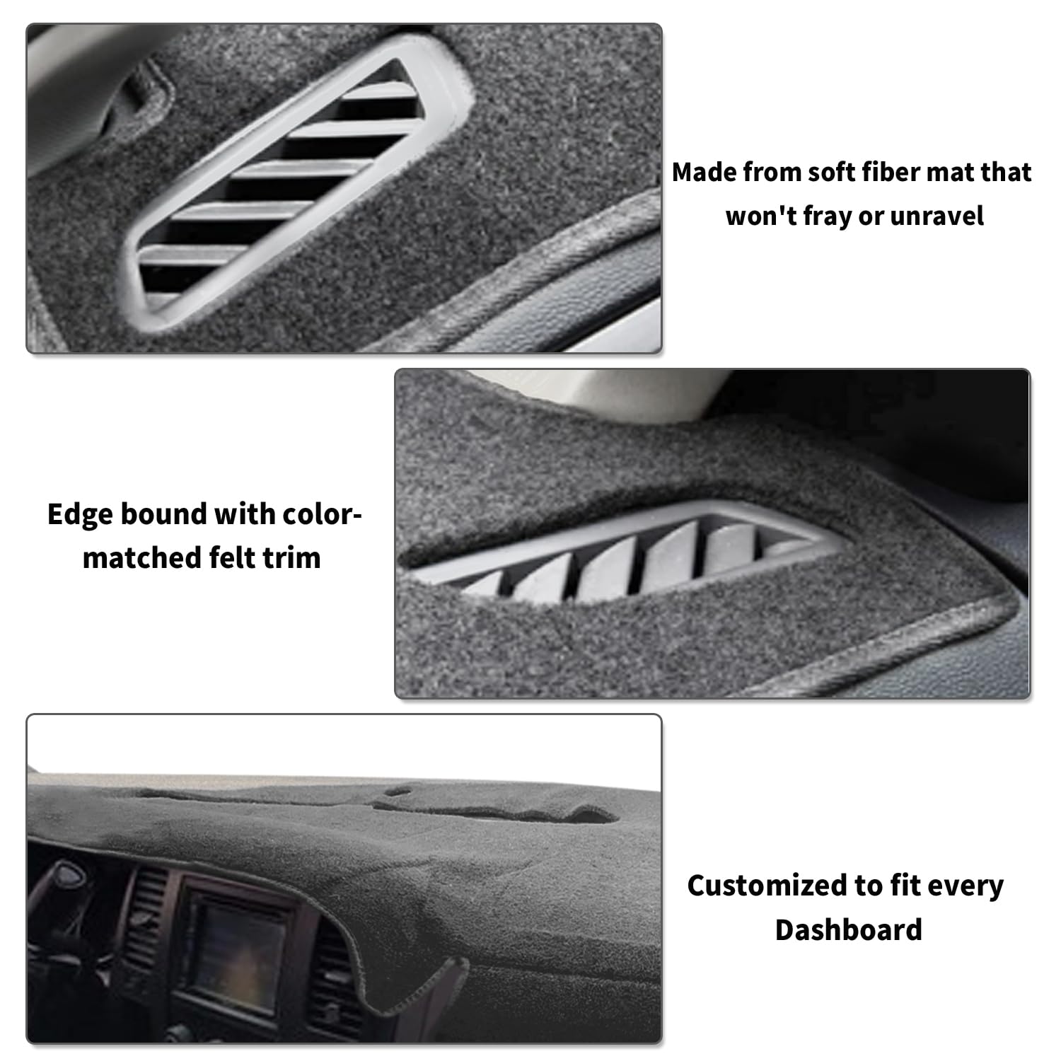 Posaid Dashboard Dash Cover Carpet For Chevy Silverado 2007-2013 And Gmc Sierra 07-13 With Two Glove Boxes Car Dash Cover Mat Gr