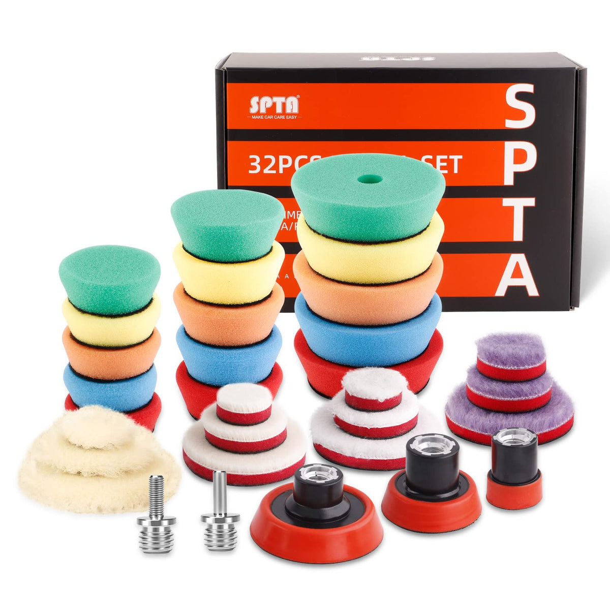 Spta Mini Polishing Pads, 25Mm 50Mm 80Mm Detailing Polishing Pads Car Detailing Kit Vehicle Buffing Pads Preserving Wax & Polish