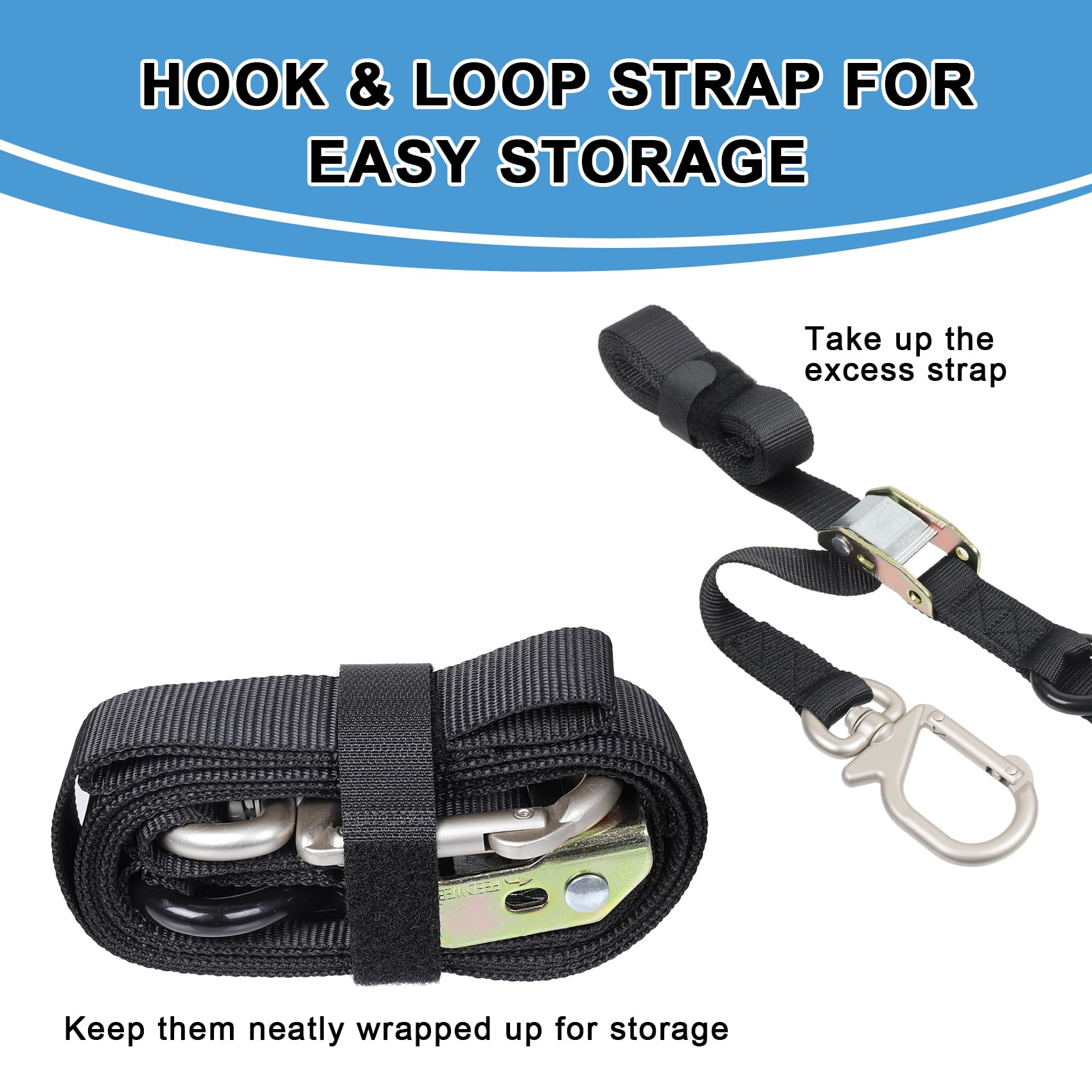 EXVITAL Motorcycle Tie Down Straps with Swivel Carabiner Hook 1.1  8' Dirt Bike Straps for Motorcycle, Dirt Bikes, Truck, ATV,