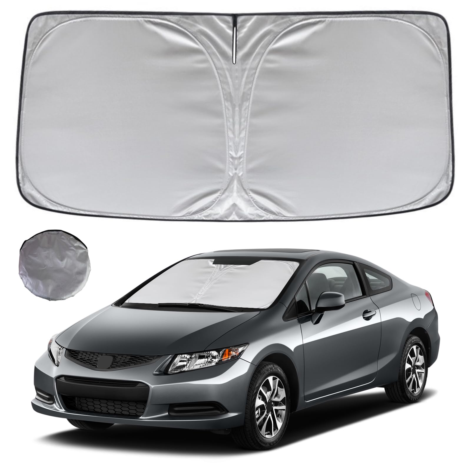 Kayzt Windshield Sun Shade For 2012-2015 Honda Civic Foldable Sunshade Front Window Custom Fit Car Accessories
