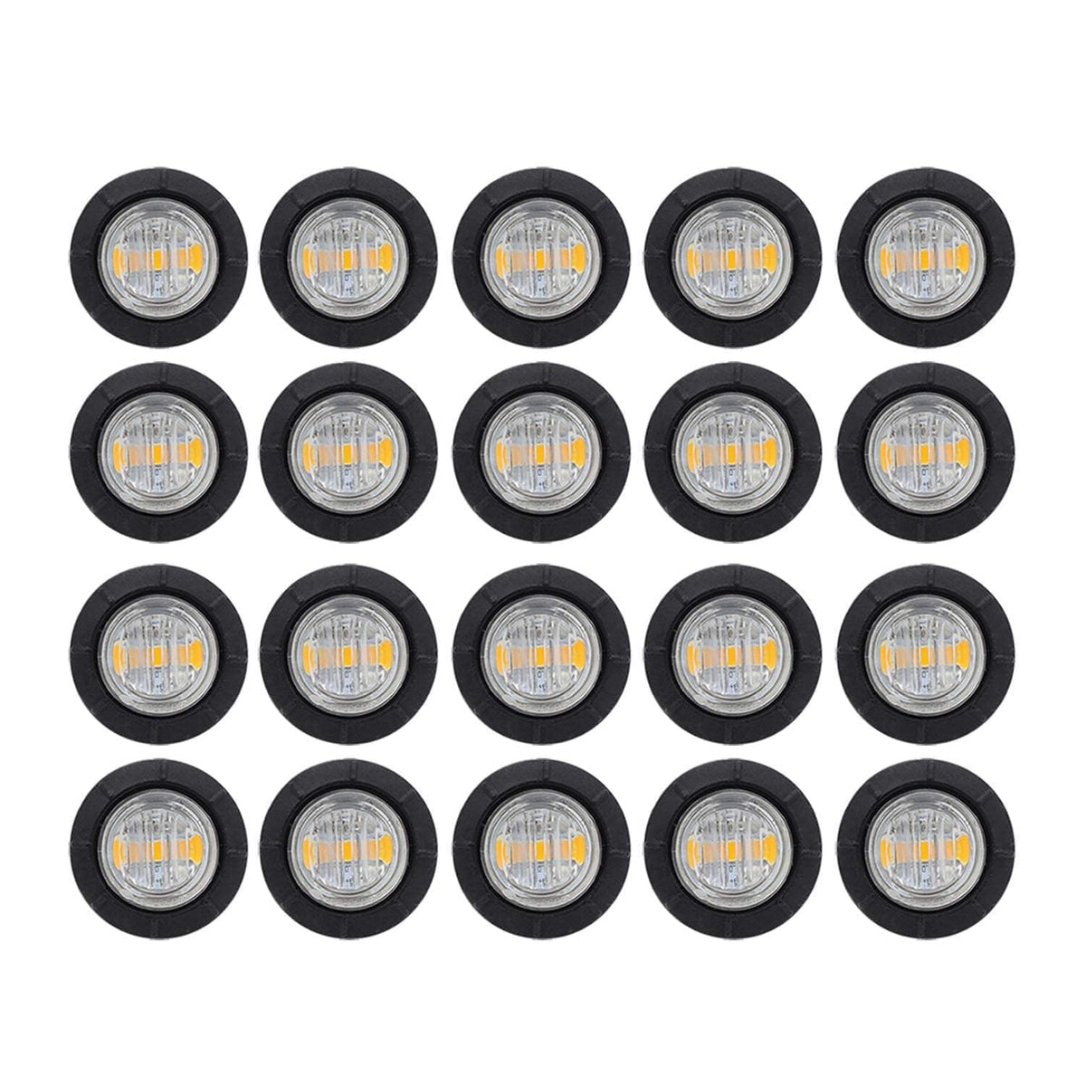 Tmh (Pack Of 20 3/4 Inch Mount Clear Lens Amber Led Clearance Bullet Marker Lights, Side Led Marker Lights For Trailer Truck Rv