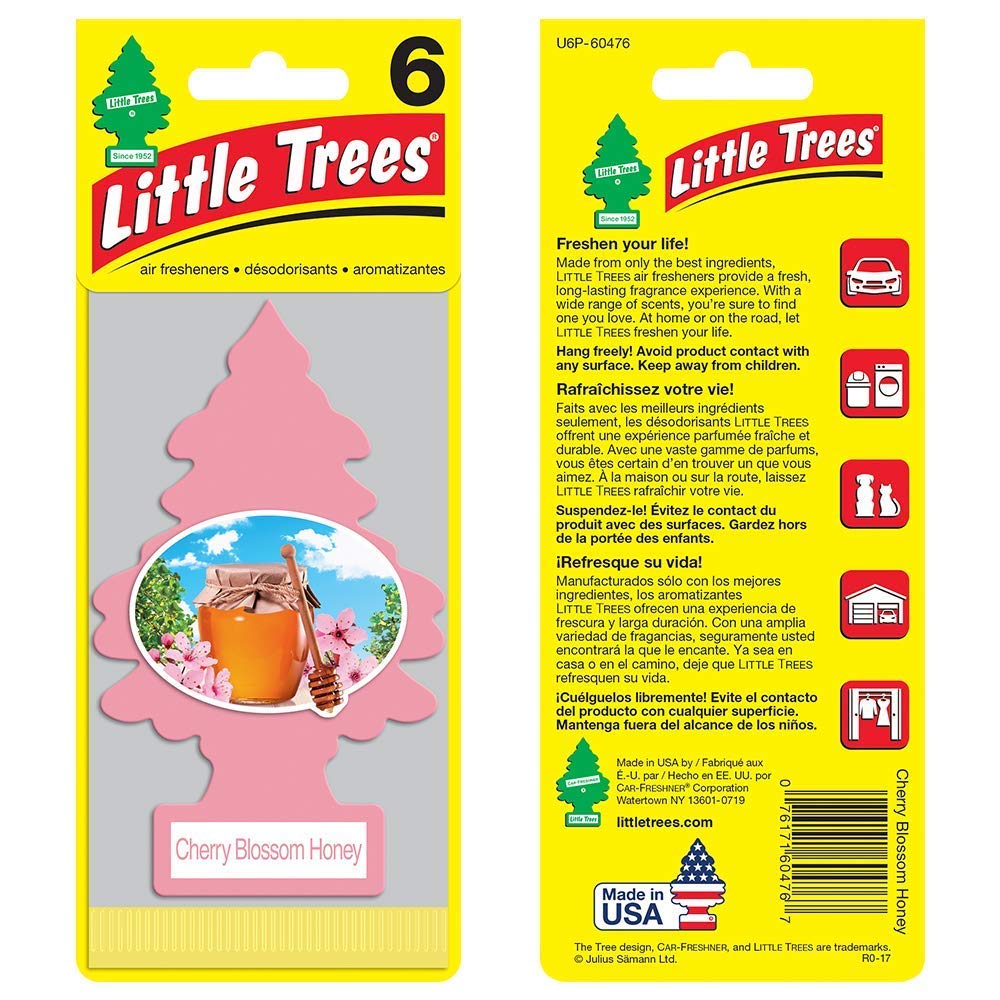 Little Trees Car Air Freshener | Hanging Paper Tree For Home Or Car | Cherry Blossom Honey | 12 Pack