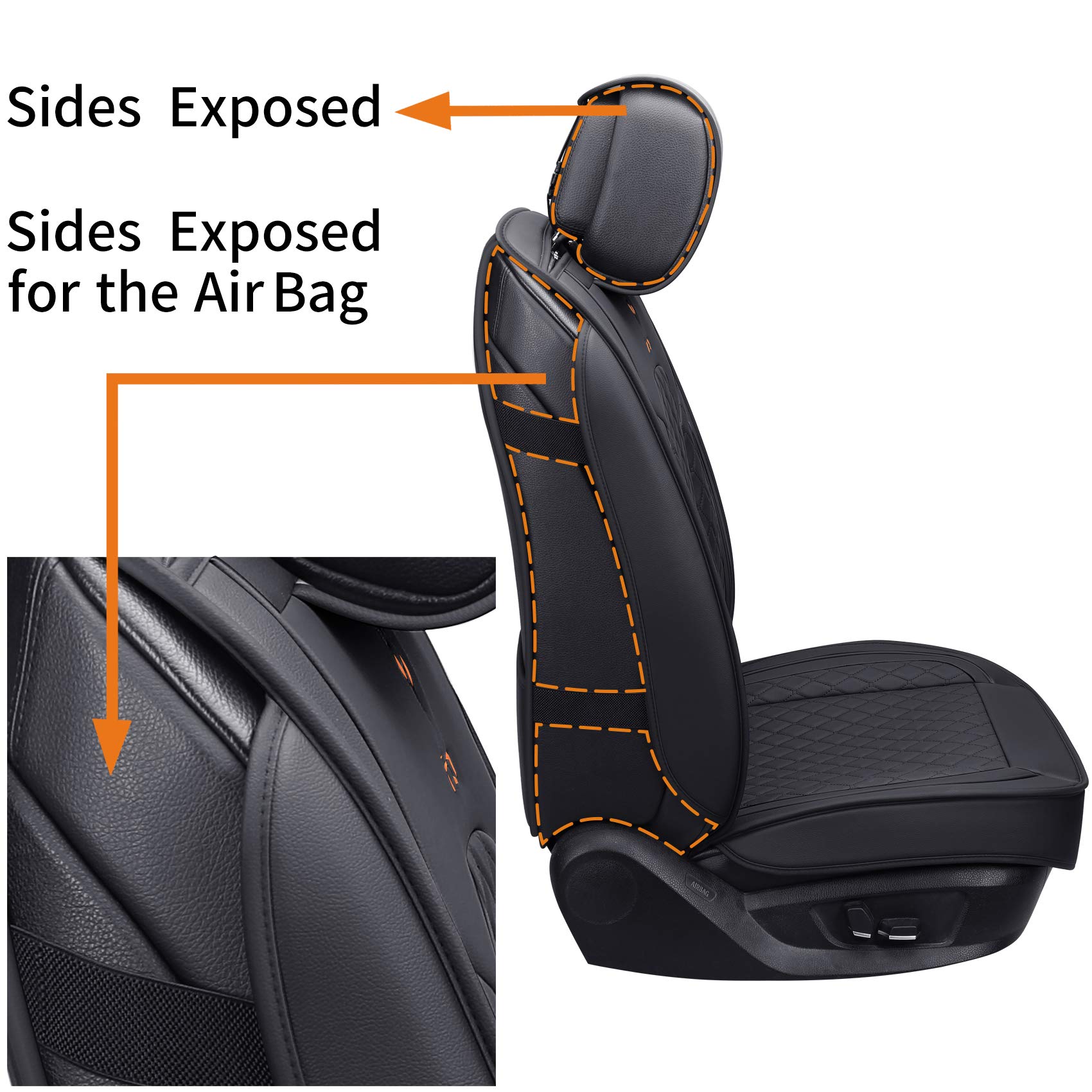 Aierxuan 5 Car Seat Covers Full Set Waterproof Leather Universal Fit For Kia Soul Sorento Hyundai Elantra Civic Jeep Wrangler Sa
