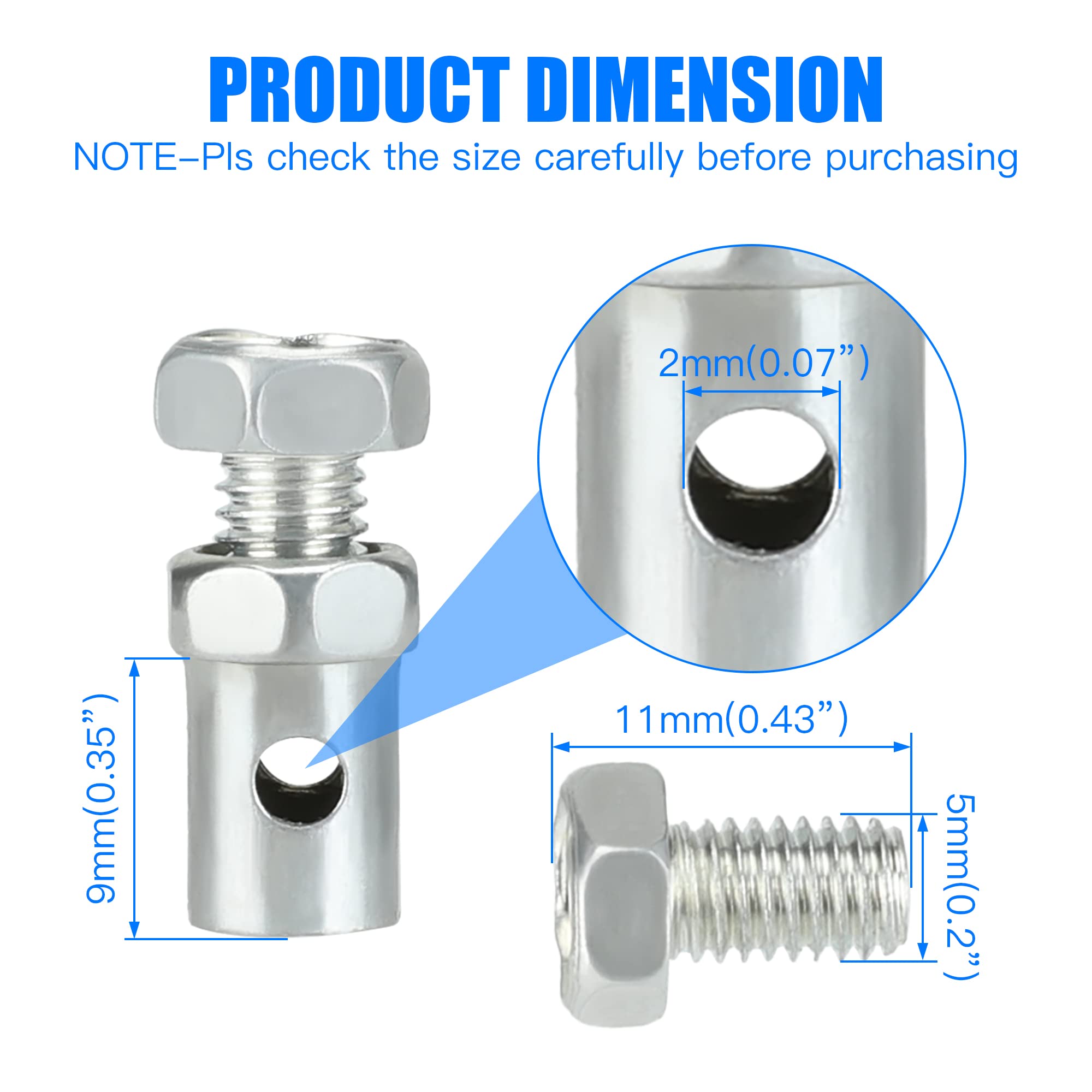 Yoxufa 10 Pcs Universal Clutch Brake Throttle Cable Ends Stops 1/8'' Cable Clamps Lock Repair Kit For Go Kart Motorcycle Lawn Mo