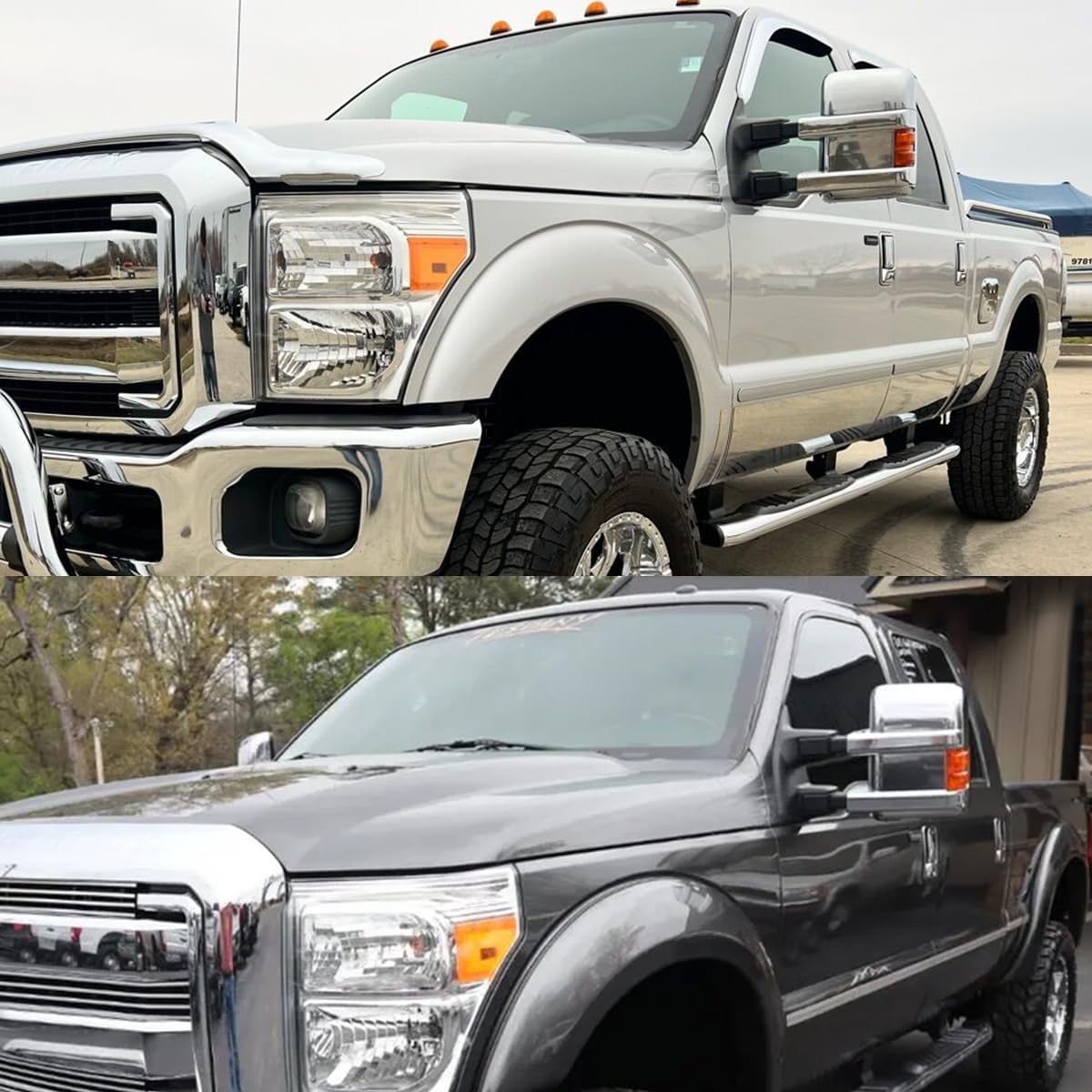 Chrome Side Door Full Towing Mirror Add-on Style Cover Trims Compatible with Ford F250 F350 F450 Super Duty 2008-2016