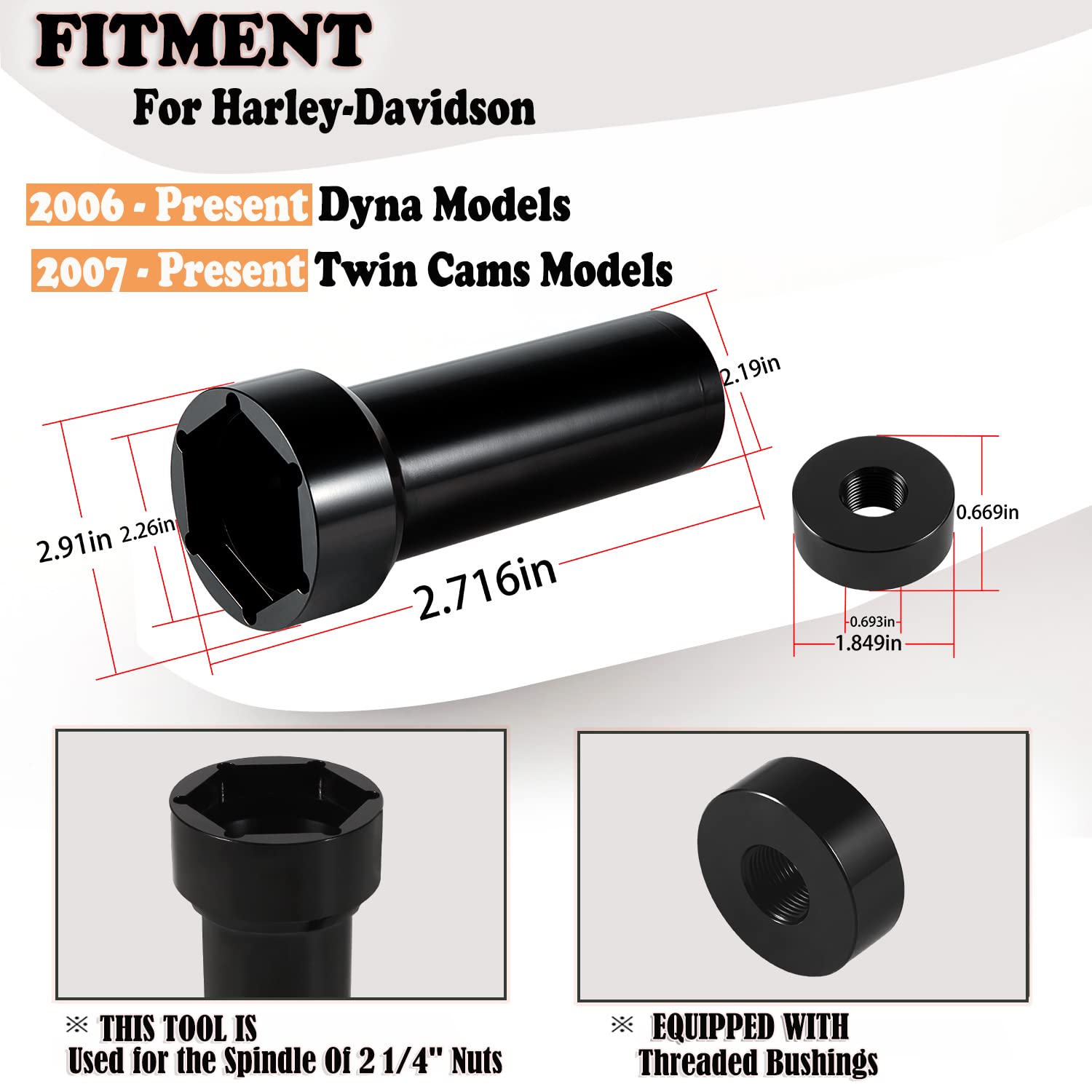 E-Cowlboy For Harley-Davidson Twin Cam &Dyna Tools Twin Cam Mainshaft Sprocket Socket Tool 2 1/4''(Fits: Dyna)