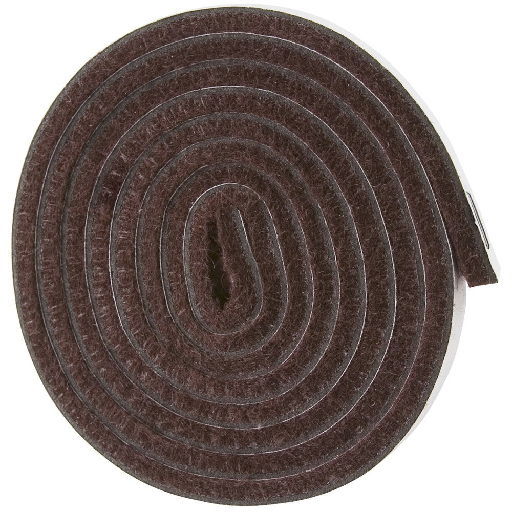 Self-Stick Heavy Duty Felt Strip Roll For Hard Surfaces (1/2" X 60"), Walnut Brown