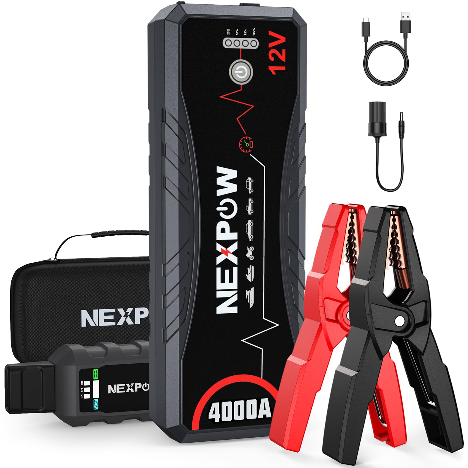 Nexpow Car Jump Starter 4000A Car Battery Jump Starter Portable Pack For Up To All Gas And 10.0L Diesel Engine 12V Jump Box, Jum