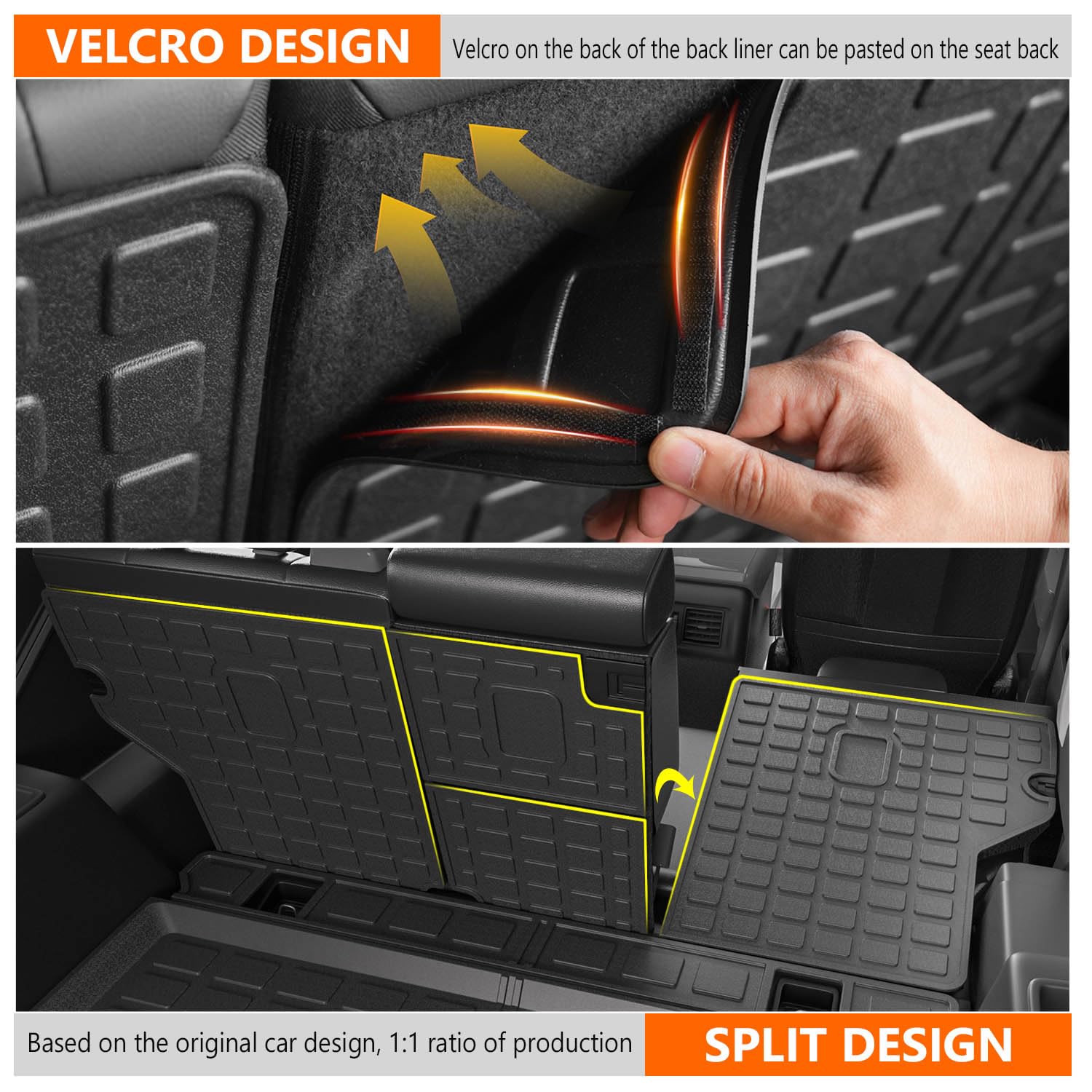 Powoq Cargo Mat Compatible With 2010-2023 Toyota 4Runner Trunk Mat Replacement For 2010-2023 Toyota 4Runner Accessories 5 Seater-No 3Rd Seat (Fit W/Sliding Tray, Rear Backrest Mats+Rear Trunk Mat)