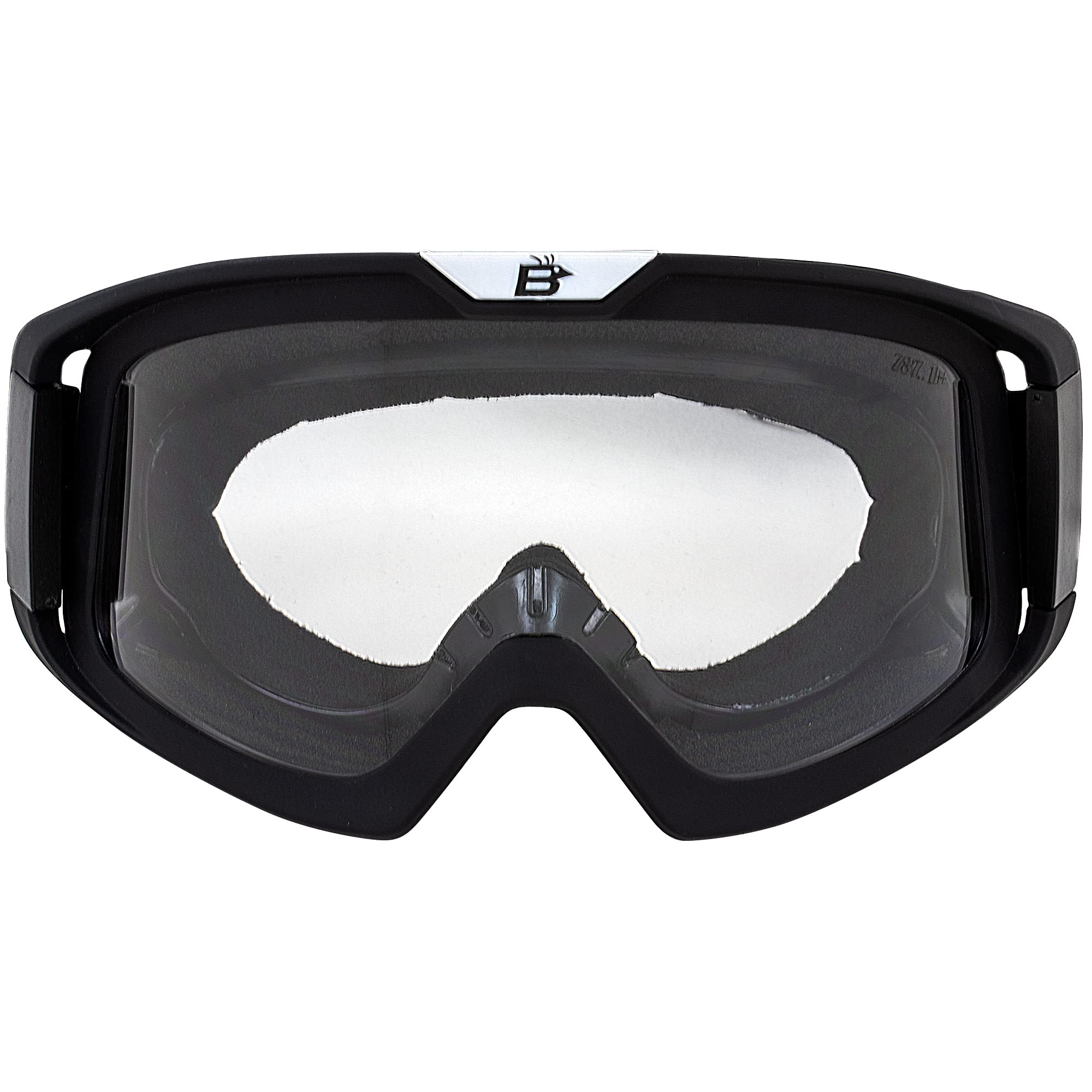 Birdz Pelican Black Fitover Padded Atv Motorcycle Otg Goggles With Clear Lens (Black-Clear)