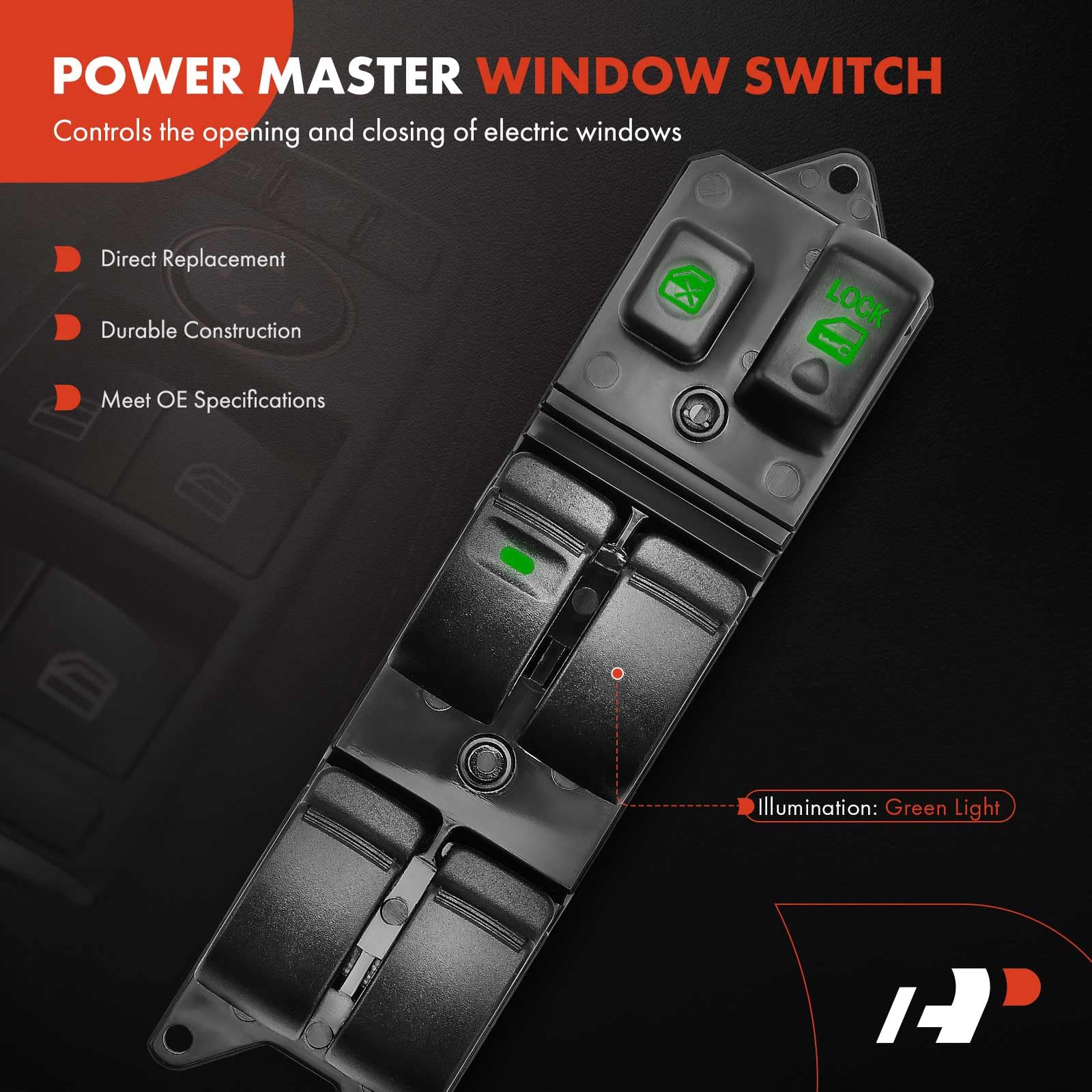 A-Premium Master Power Window Switch Compatible with Mitsubishi Lancer 2008-2015 L4 2.0L 4-Door Sedan, Front Left Driver Side, Replace# 8608A068