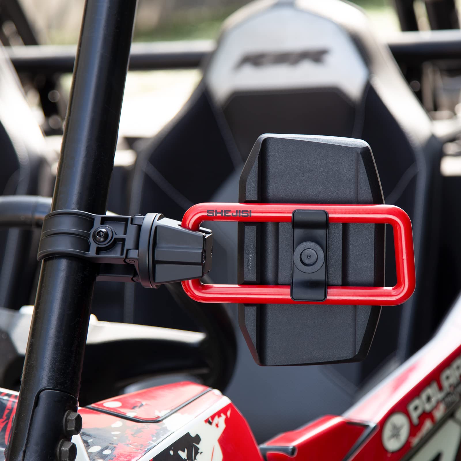 Shejisi Utv Side Mirrors For 1.65'-2' Roll Cage, Aluminum Solid Bracket,2023 New Utv Mirrors,Adjustable Satisfactory Viewing Angle Compatible With Polaris Rzr,Can Am,Kawasaki Mule,Honda Pioneer Sxs