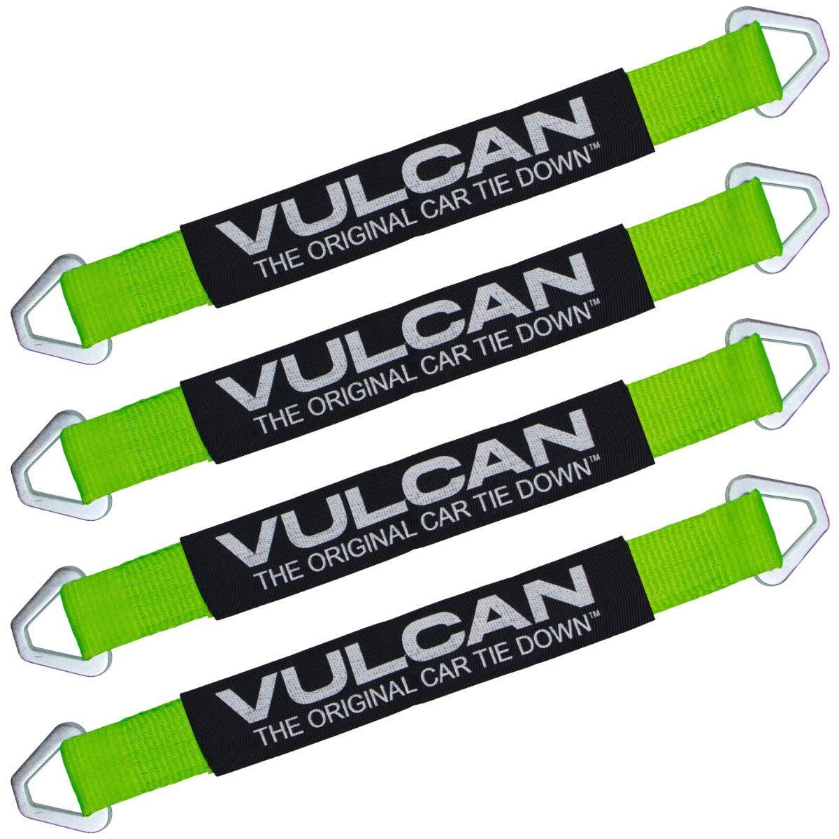 Vulcan Car Tie Down Axle Strap With Wear Pad - 2 Inch X 22 Inch - 4 Pack - High-Viz - 3,300 Pound Safe Working Load