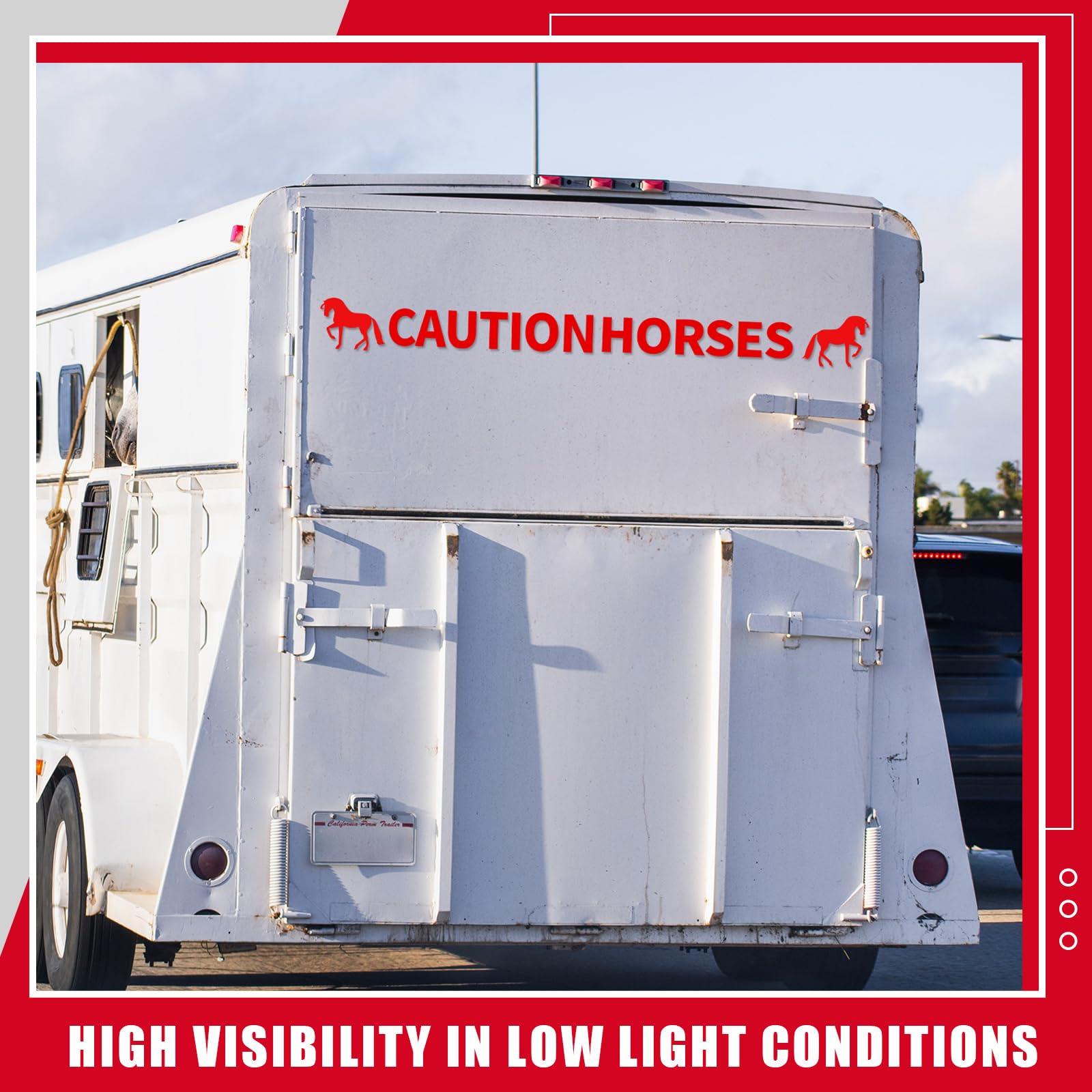 Gilprop 2 Pcs Horses Trailer Decal Sticker Safety Kit Reflective Red 4.5 x 50 Inch Trailer Caution Sign for Safety Warning Decal