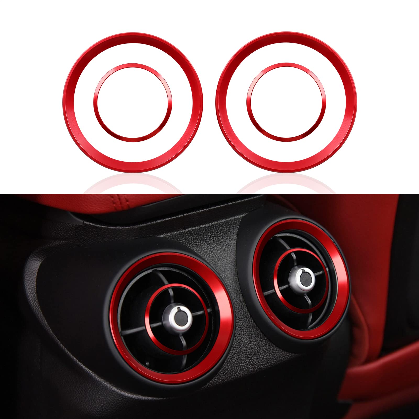 4Pcs Car Air Vent Frame Trim Ac Sticker Decals Aluminum Alloy Compatible With Alfa Romeo Giulia 952 Stelvio 949 2016-2025 Access