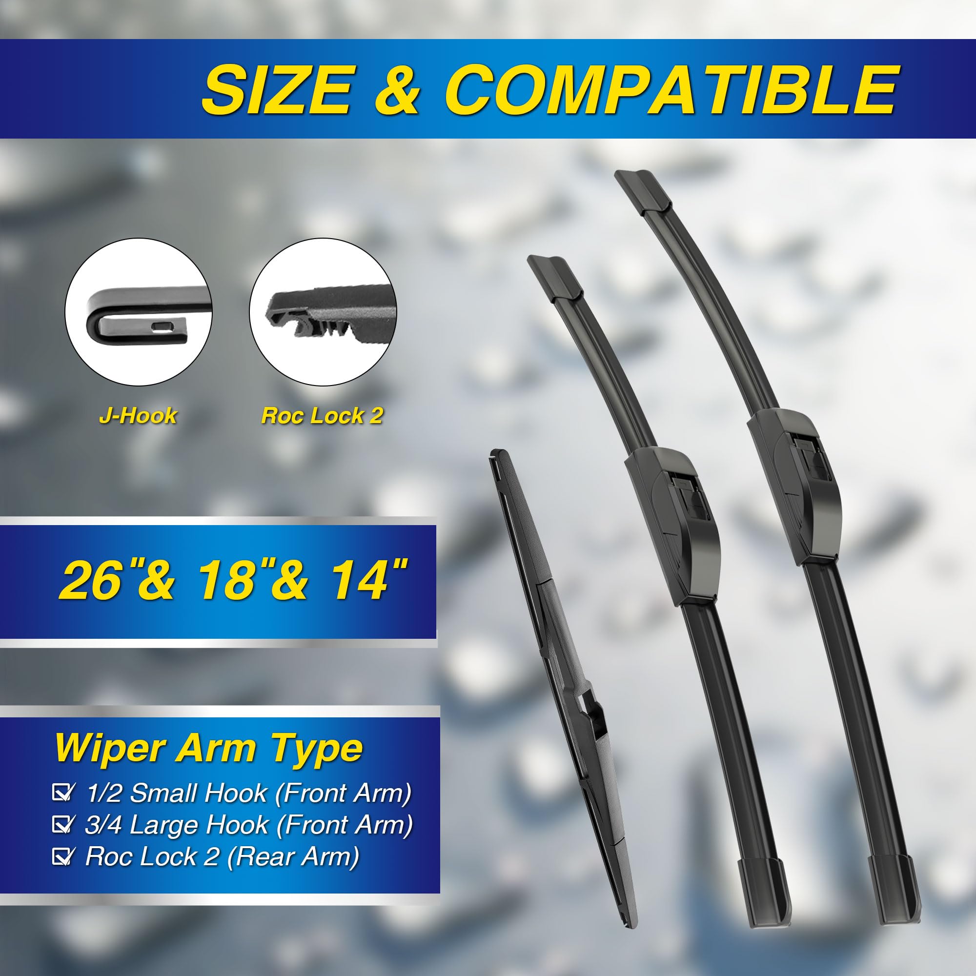 5 Plus Silicone Windshield Wiper Blades Replacement For 2022-2014 Jeep Cherokee Wiper Blades(Set Of 3),Automotive Replacement Wi