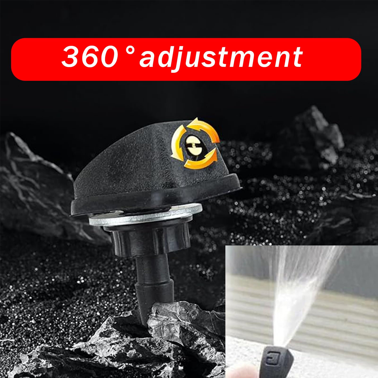 Slykew 2 Pcs Car Windshield Washer, Automotive Wiper Nozzles, Single Hole Adjustable Fan-Shaped Kit, Sprayer Head Replacement Parts, Universal For Most Cars, Trucks And Vans (Black)