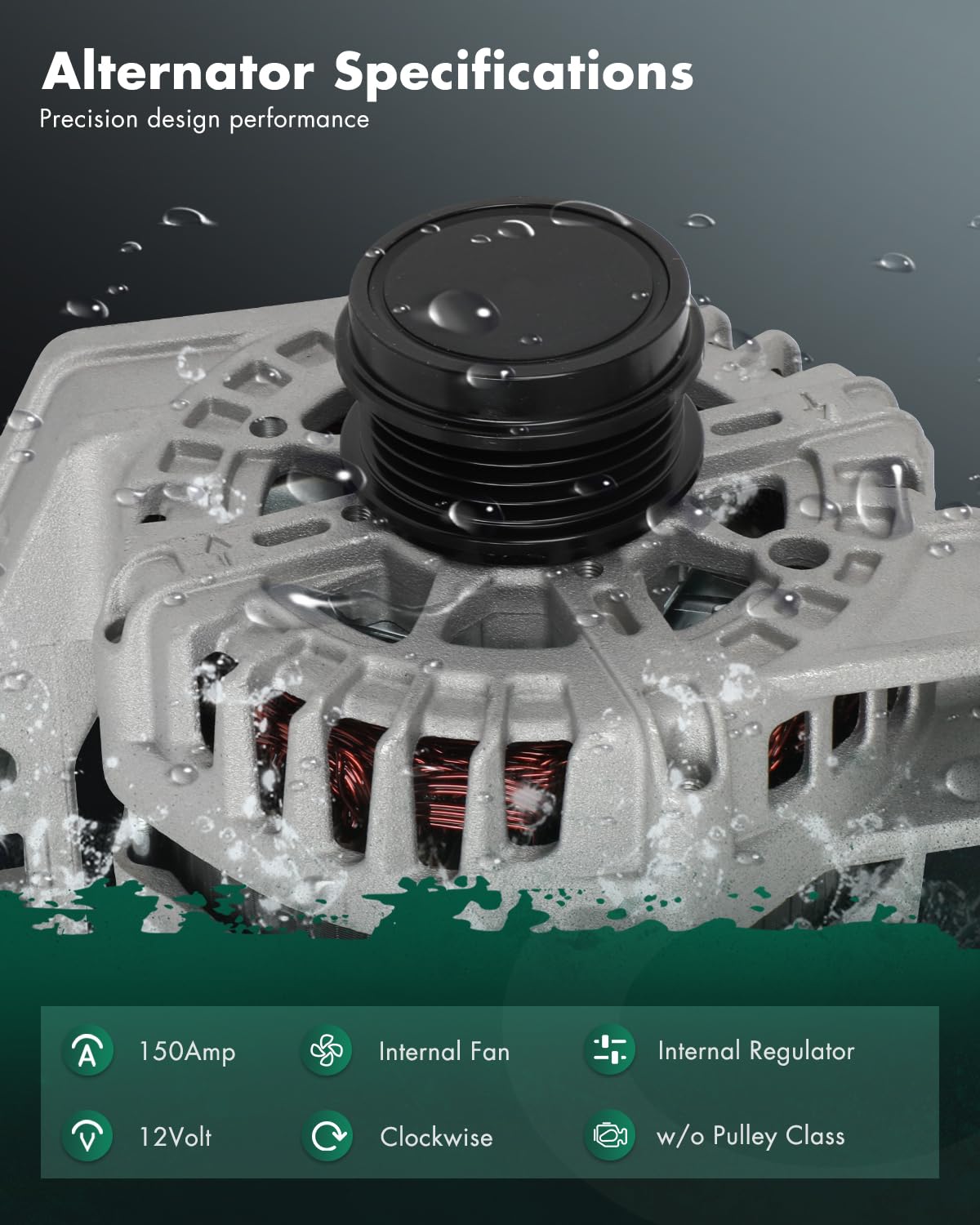 SCITOO Alternator Fit for Ford for Focus 2.0L 2012-2018- 12V 150Amp CW w/o Pulley Class, Replace OE# 11653 11747