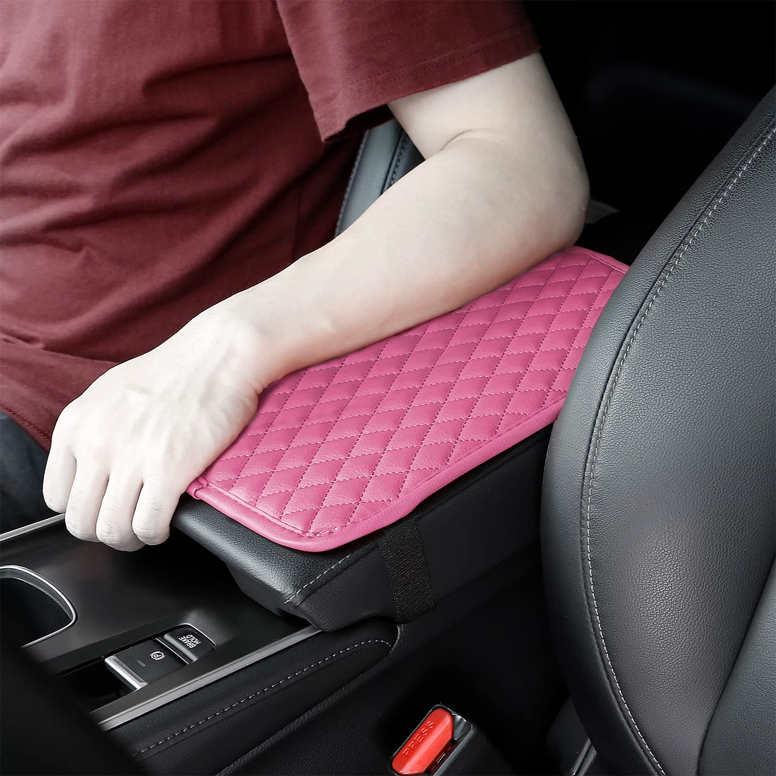 Eskonke Car Center Console Cover, Pu Leather Armrest Pad Cover, Car Arm Rest Seat Storage Box Mat Universal Waterproof Non Slip