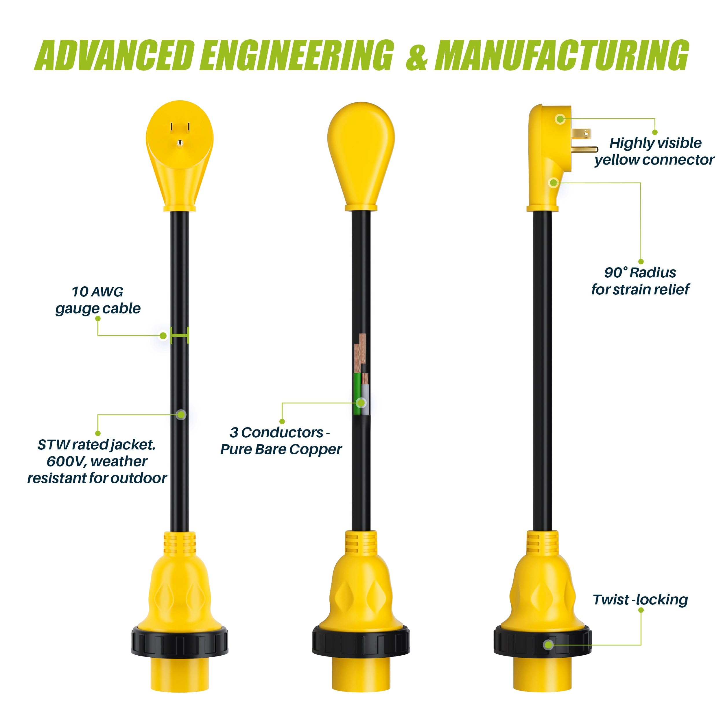 Gearit 30 Amp To 15 Amp 110 Volt Rv Adapter Cord With Locking Connector, 30Amp Female To 15Amp Male Dogbone Rv Trailer Camper, N