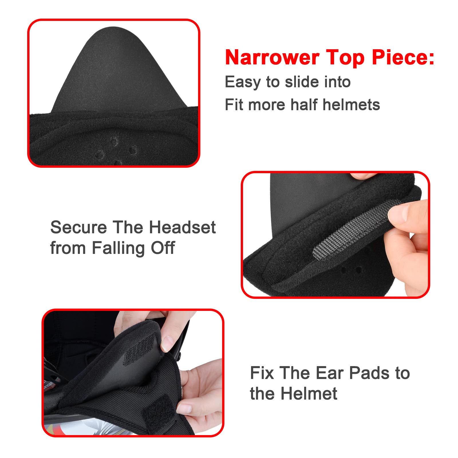 Iguerburn Half Helmet Ear Pads Speaker Pockets, Bluetooth Motorcycle Helmet Speakers Pouches 1/2 Helmet Accessories Ear Protection Reduce Wind Noise, 1 Pair