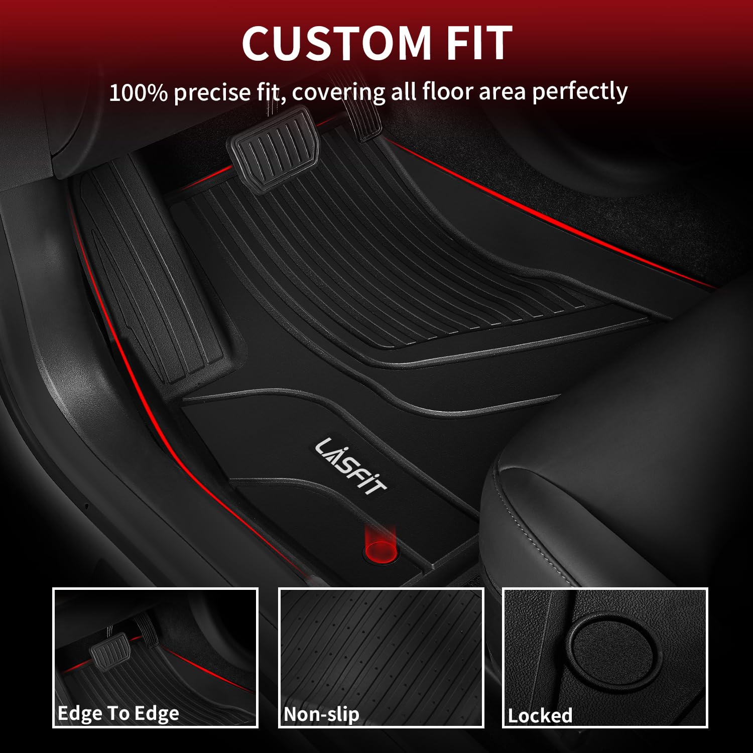 Lasfit Premium Extra Thick Floor Mats For Tesla Model 3 2020 2019 2018 2017 All Weather Tpe Custom Fit Floor Liners 1St & 2Nd Fr