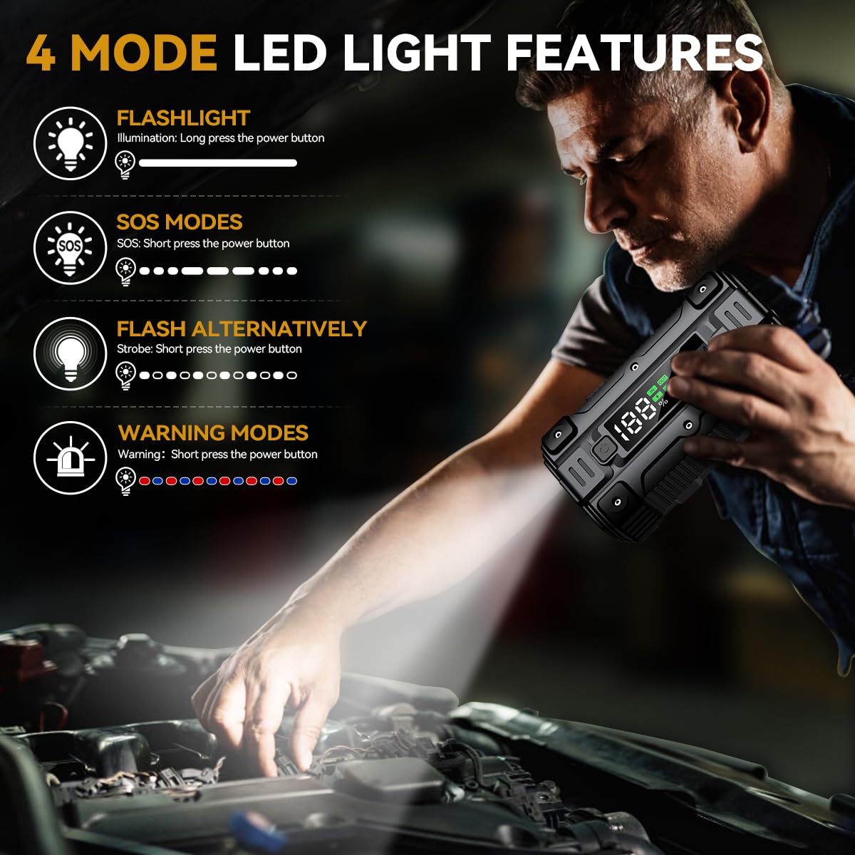 Brpom Car Jump Starter, 6000A Peak 26800Mah (Up To All Gas Or 10.0L Diesel Engine, 50 Times) 12V Auto Booster Battery Charger Ju