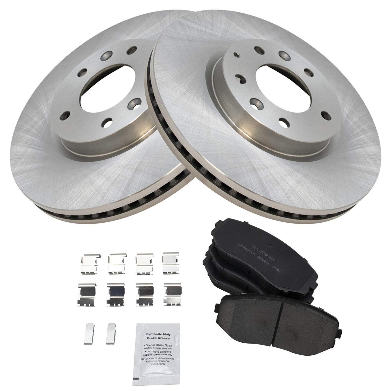 Trq Front Brake Pad & Rotor Kit Brake Pads Brake Rotor Ceramic Compatible With 2007-2012 Mazda Cx-7