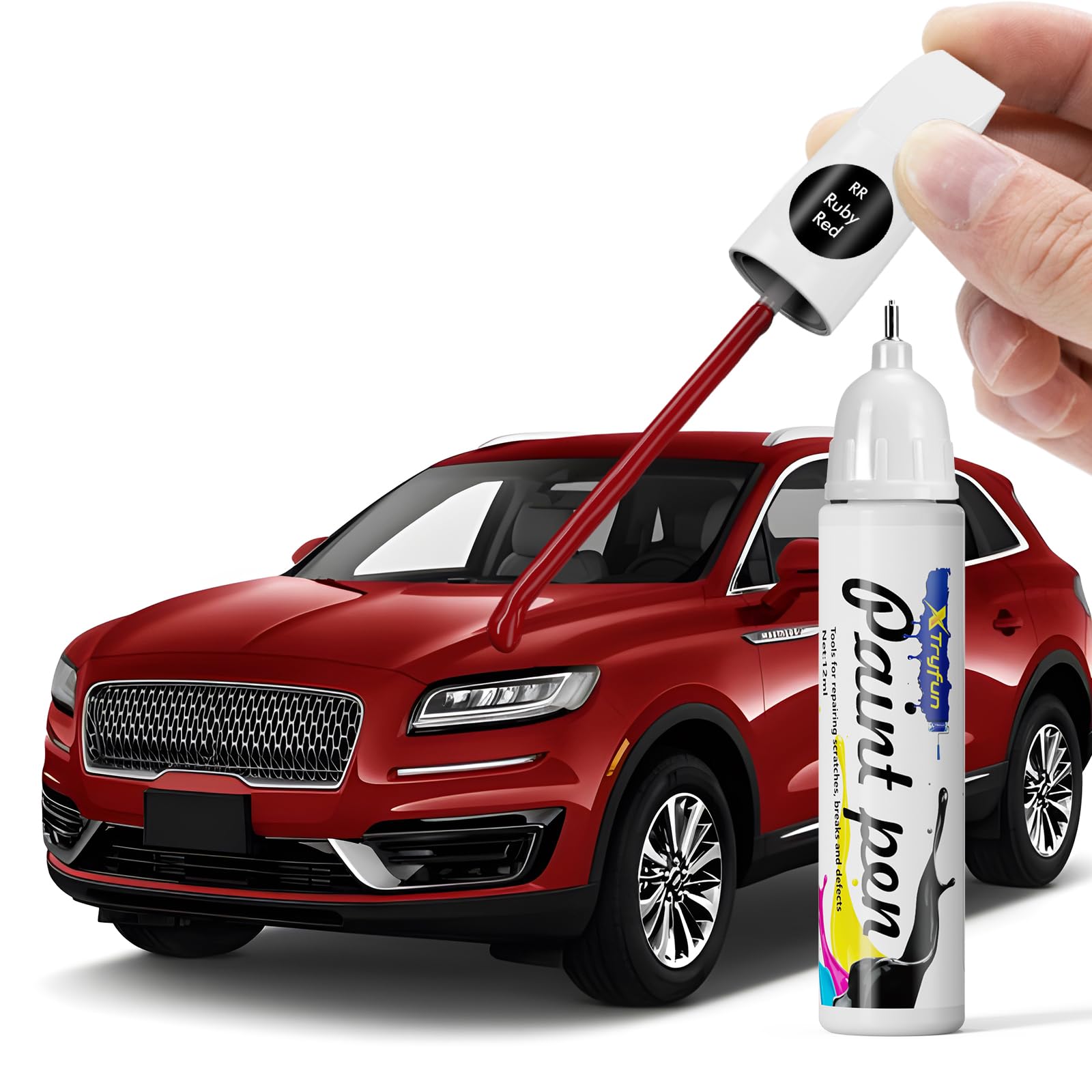 XTryfun RR Ruby Red Touch Up Paint Compatible with Lincoln, DIY Car Paint Scratch Repair, Quick & Easy Fix Automotive Scratch Re