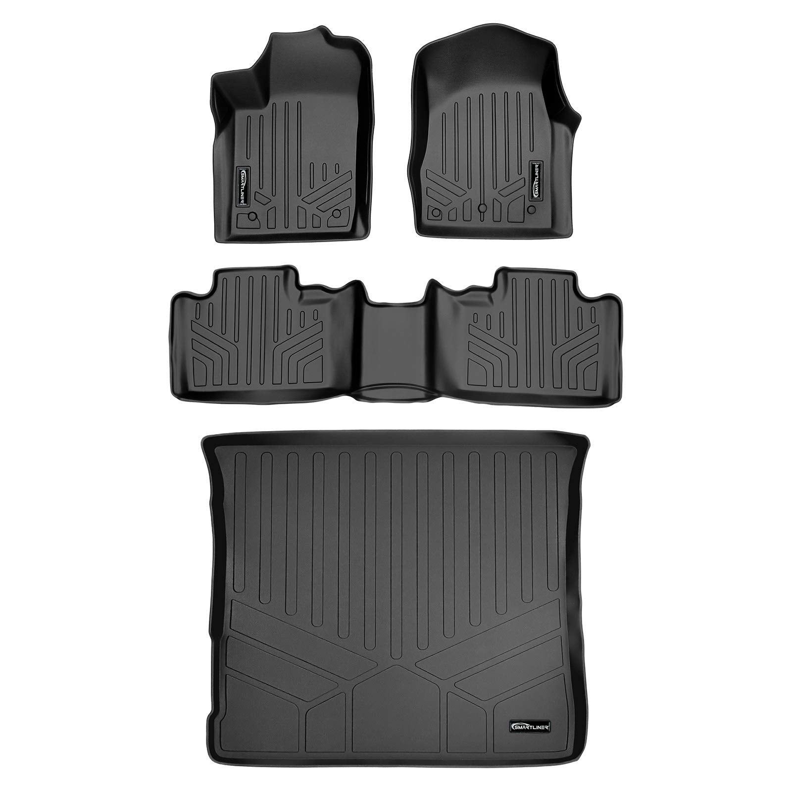 Maxliner Floor Mats 2 Rows And Cargo Liner Set Black For 2013-2016 Jeep Grand Cherokee Without 2Nd Row Center Console
