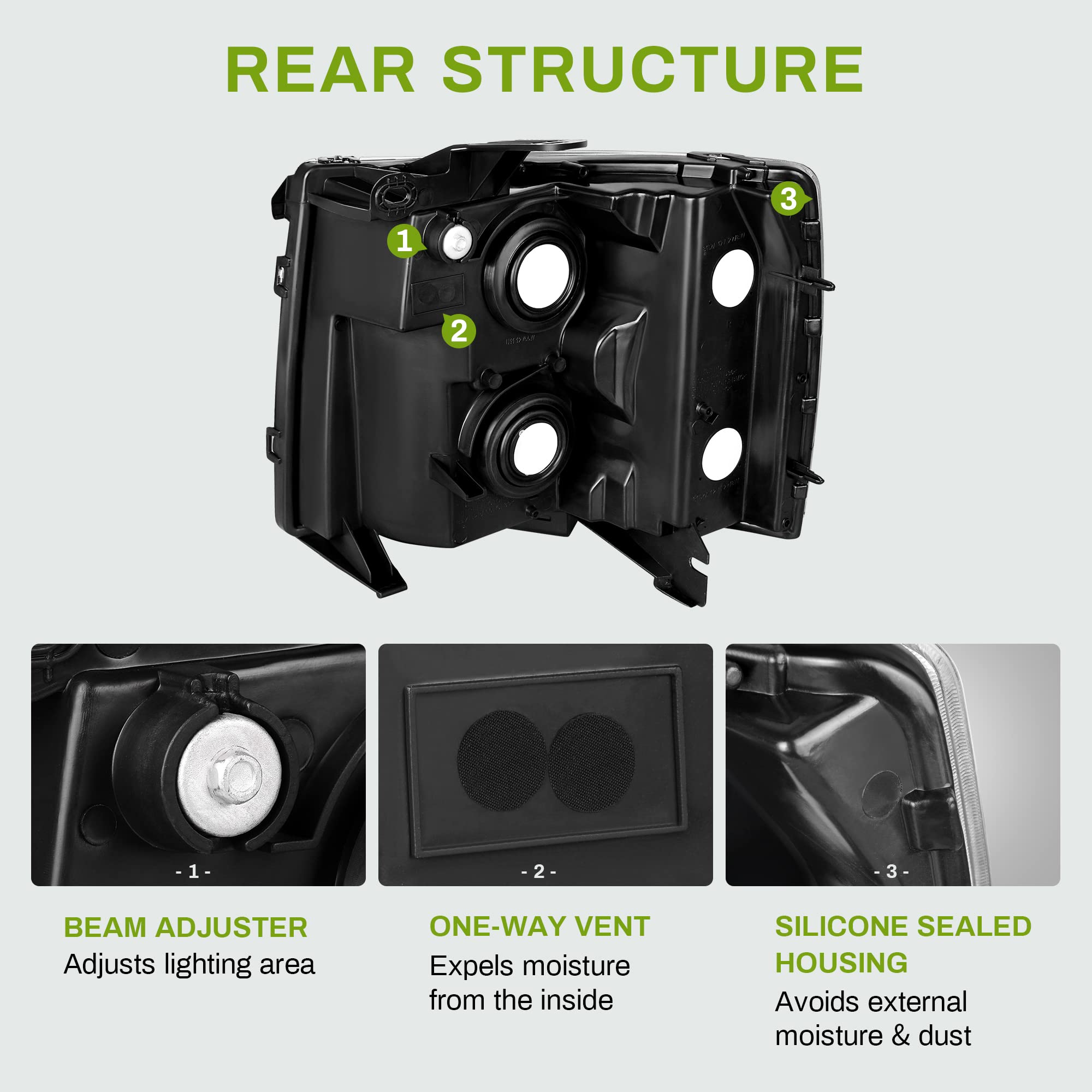 Autosaver88 Headlight Assembly Compatible With 2007-2013 Chevy Silverado 1500/2007-2014 Silverado 2500 Hd 3500 Hd Replacement He