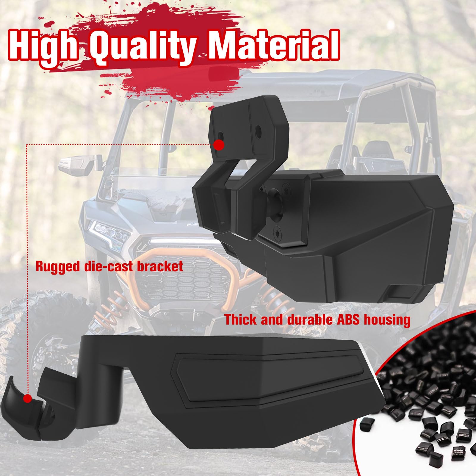 Litmiracle Center & Side Rearview Mirrors Kit For Polaris Rzr Xp 1000, Adjustable Folding Rear View Center Convex Rear View Mirr