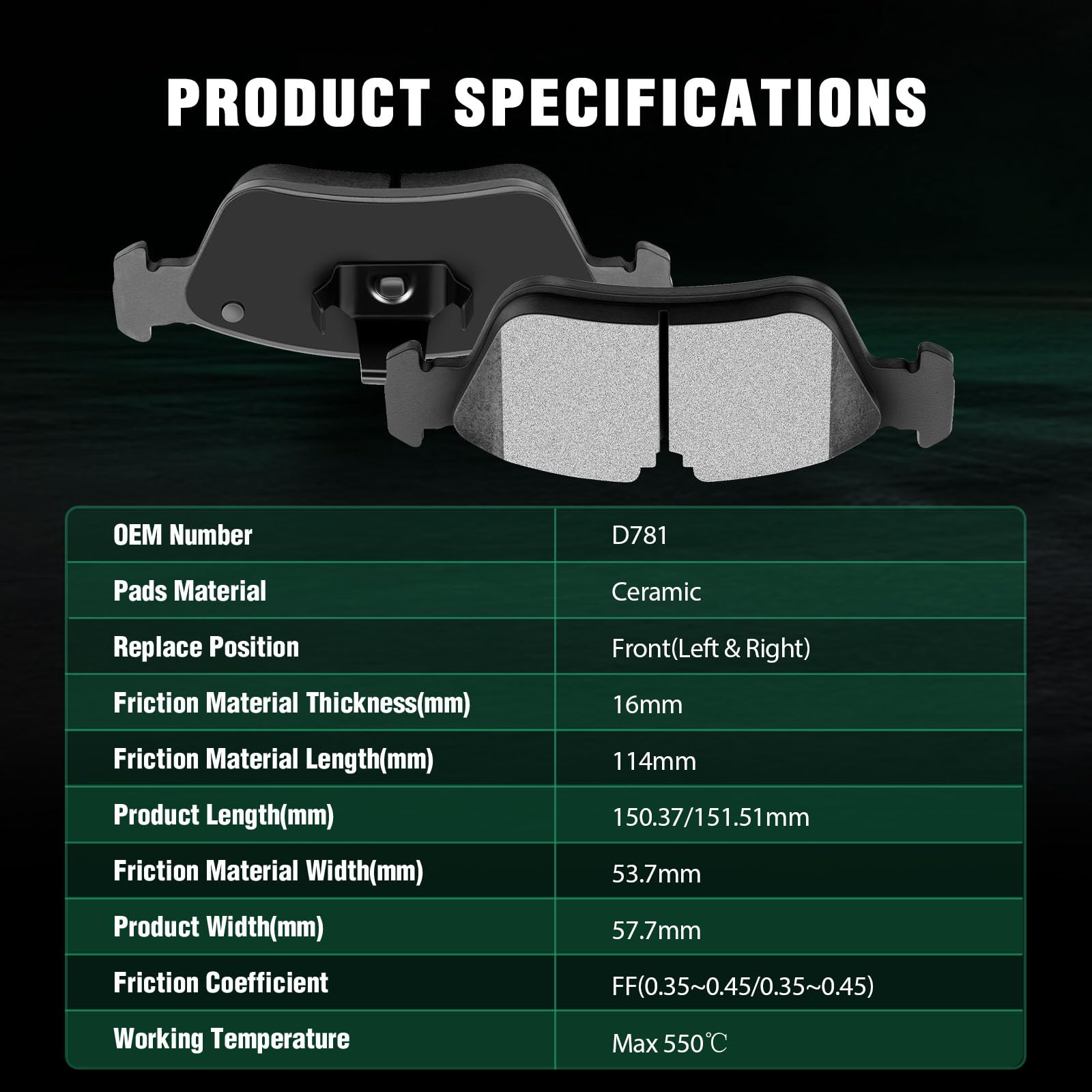 Automuto 4Pcs Front Ceramic Disc Brake Pads Set D781 For Bmw 318I 318Is 318Ti 320I 323Ci 323I 323Is 325Ci 325I 325Is 325Xi 328Ci