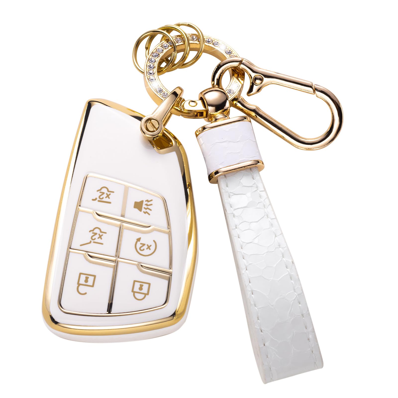 Cacarlike For Buick Key Fob Cover With Buick Keychain, Car Key Fob Case Compatible With Buick 2021 2022 Chevrolet Suburban Tahoe