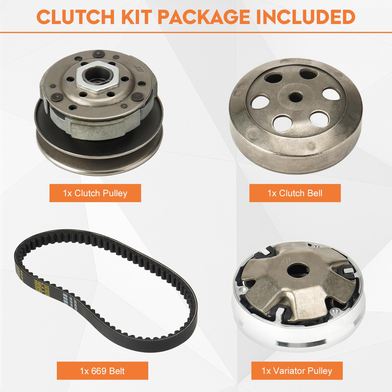 Fit for Gy6 50cc clutch set, for Gy6 50cc 4-Stroke Engine Scooter ATV, Including Clutch and Variator Assembly with 669 belt
