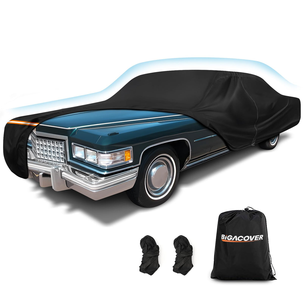 BIGACOVER Car Cover for Cadillac Deville 1959-1984 Sedan de Ville 4 Door Car Covers All Weather Protection Waterproof Windproof 