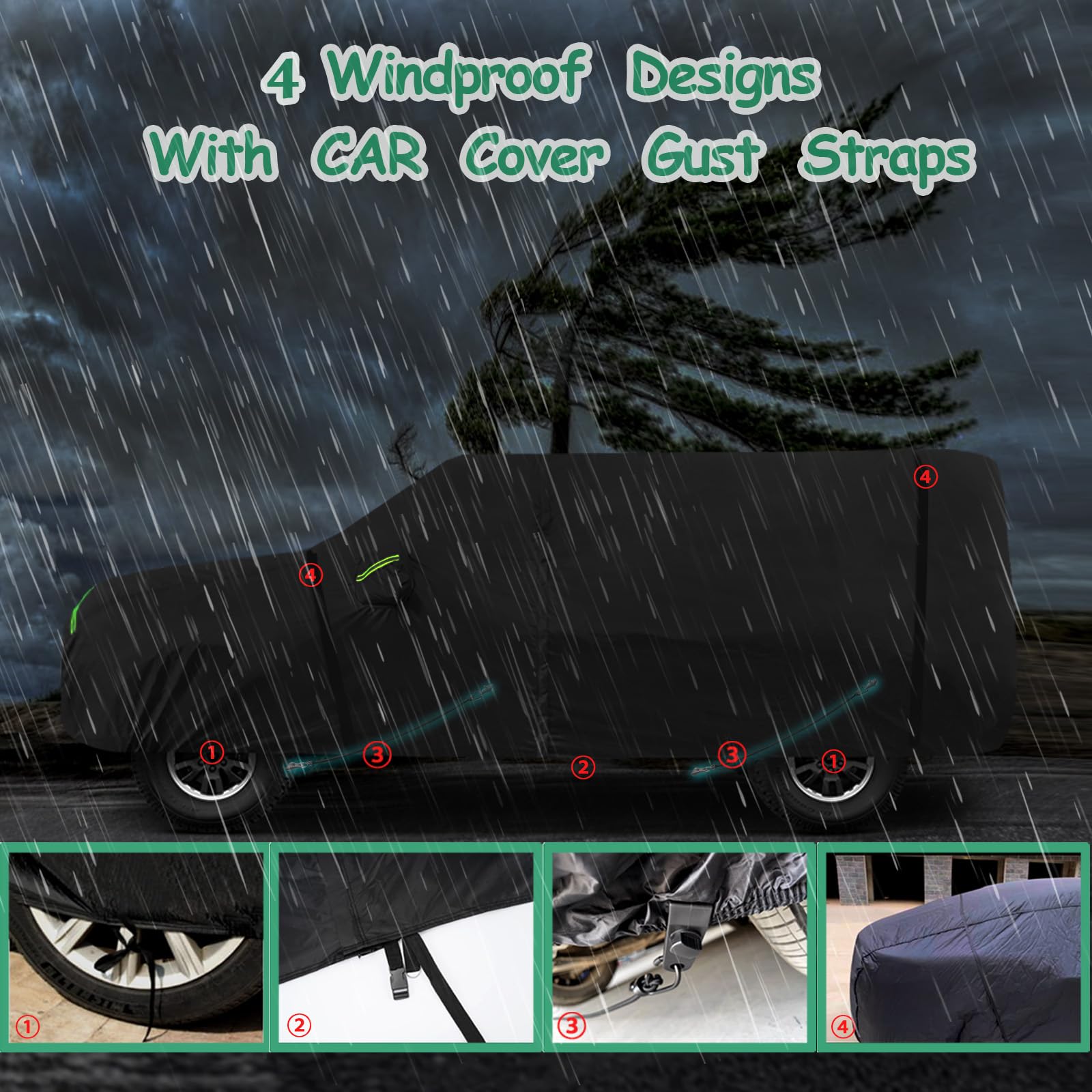 BETERNY Car Cover for 2021-2025 Bronco 4 Door, 6 Layers Waterproof Sun Rain UV Dust Snow Protection Outdoor Bronco Full Car Cove